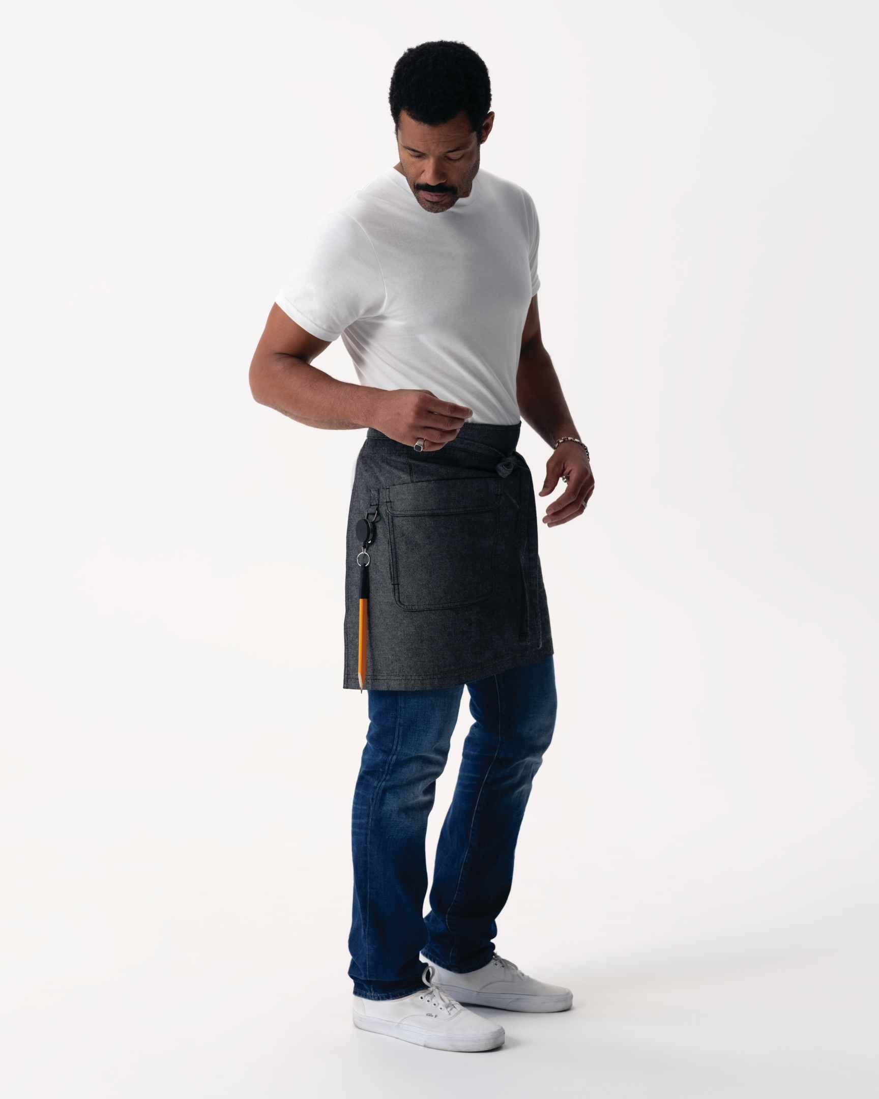 ユーティリティ 綿100% オックスフォード ブラック ナチュラル ミドル サロン（前掛け） エプロン｜Chef Works Japan