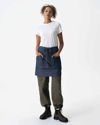 ユーティリティ 綿100% オックスフォード ネイビー ナチュラル ミドル サロン（前掛け） エプロン｜Chef Works Japan