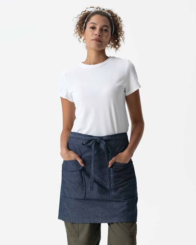 ユーティリティ 綿100% オックスフォード ネイビー ナチュラル ミドル サロン（前掛け） エプロン｜Chef Works Japan