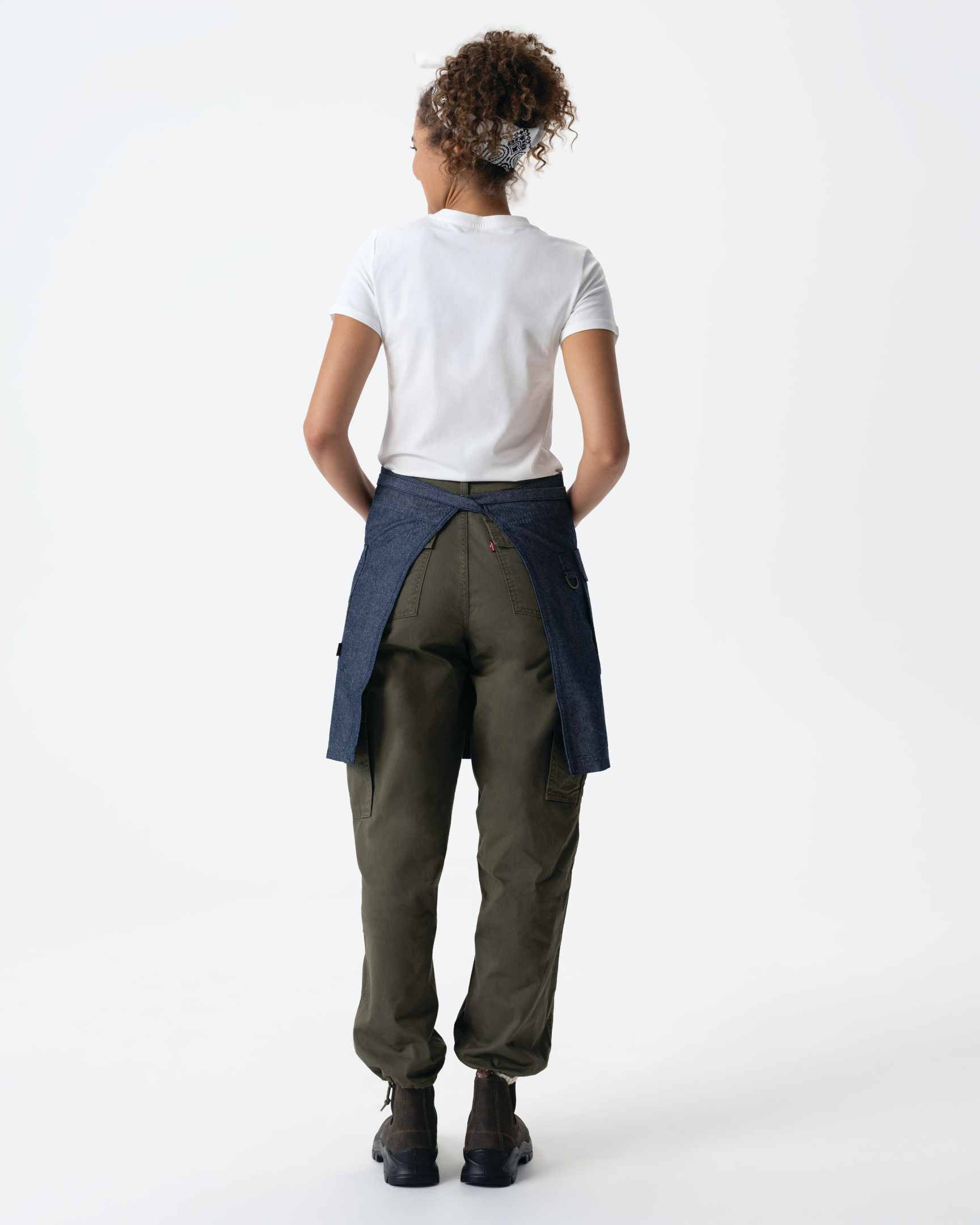 ユーティリティ 綿100% オックスフォード ネイビー ナチュラル ミドル サロン（前掛け） エプロン｜Chef Works Japan