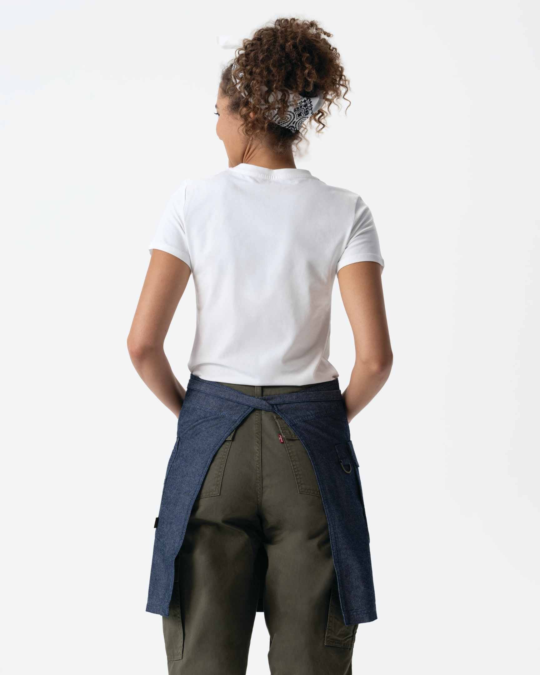 ユーティリティ 綿100% オックスフォード ネイビー ナチュラル ミドル サロン（前掛け） エプロン｜Chef Works Japan