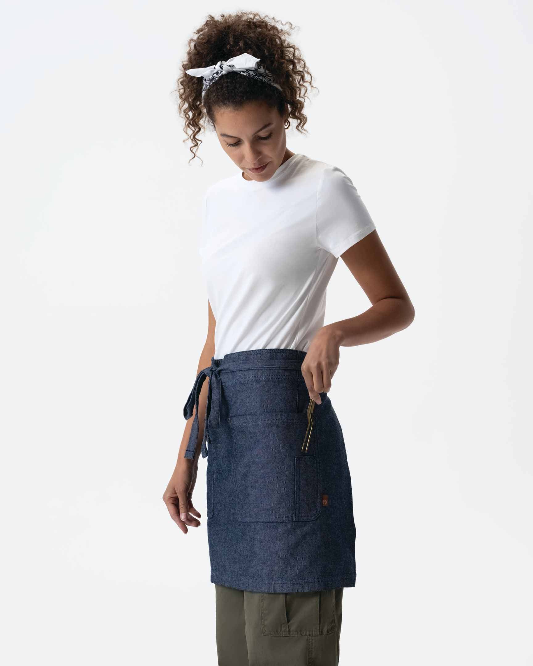 ユーティリティ 綿100% オックスフォード ネイビー ナチュラル ミドル サロン（前掛け） エプロン｜Chef Works Japan