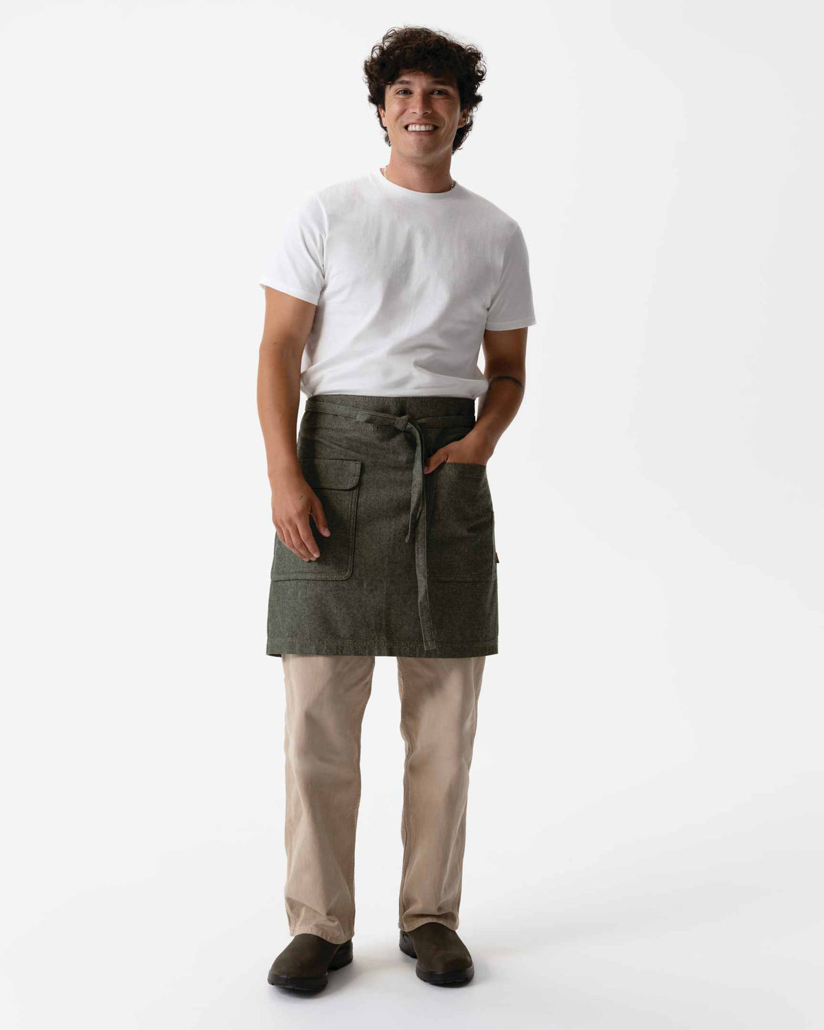 キャンバス生地・前掛けエプロン・緑｜飲食制服｜Chef Works® — Chef