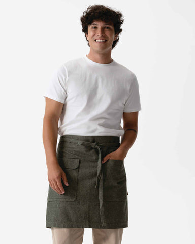 ユーティリティ 綿100% オックスフォード オリーブ ナチュラル ミドル サロン（前掛け） エプロン｜Chef Works Japan