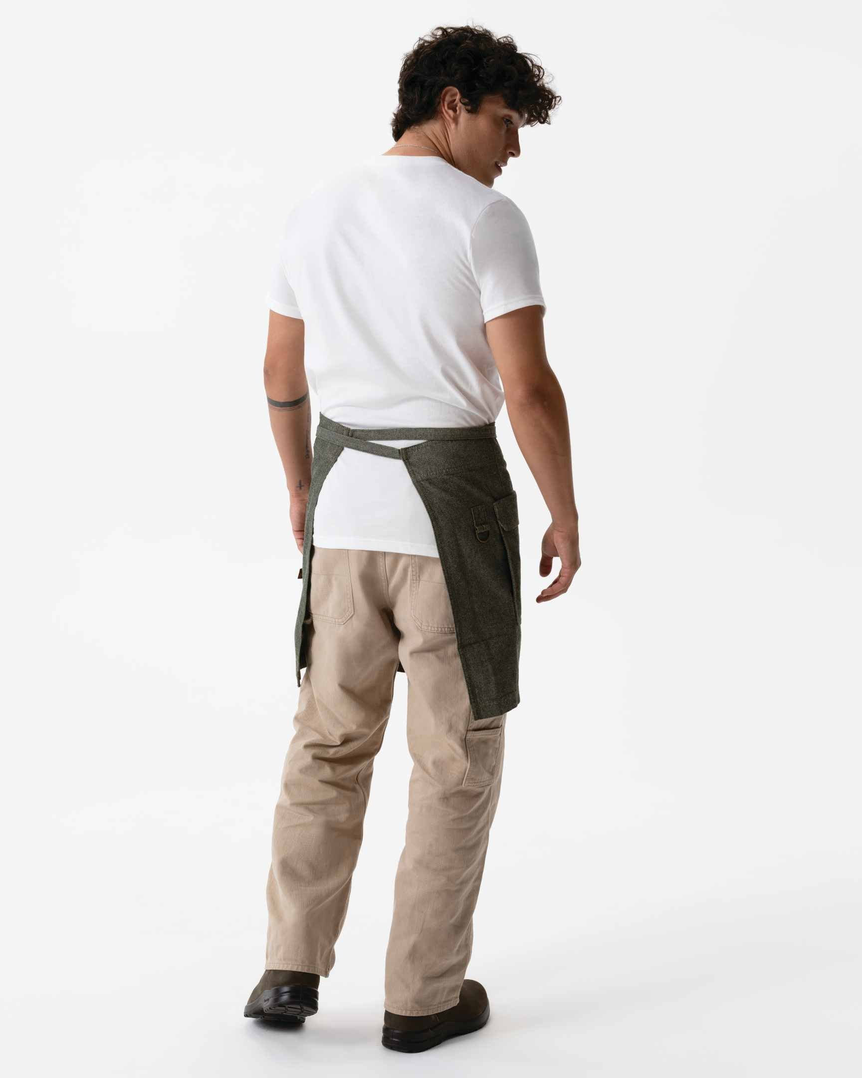 ユーティリティ 綿100% オックスフォード オリーブ ナチュラル ミドル サロン（前掛け） エプロン｜Chef Works Japan