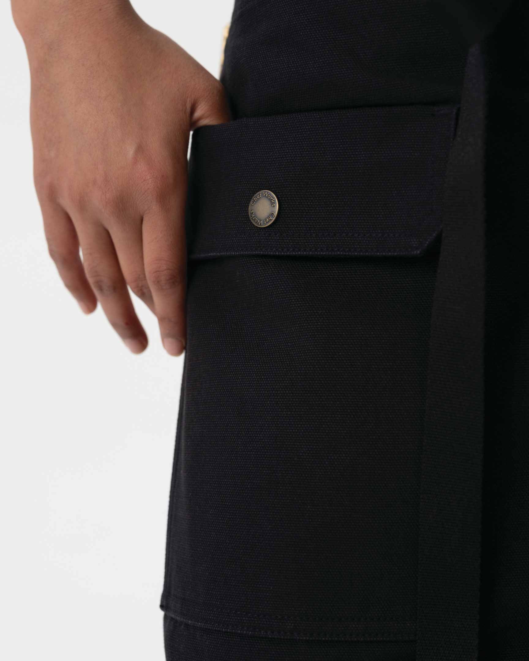 タクティカル 綿100% 厚地キャンバス ブラック ミドル サロン（前掛け） エプロン｜Chef Works Japan