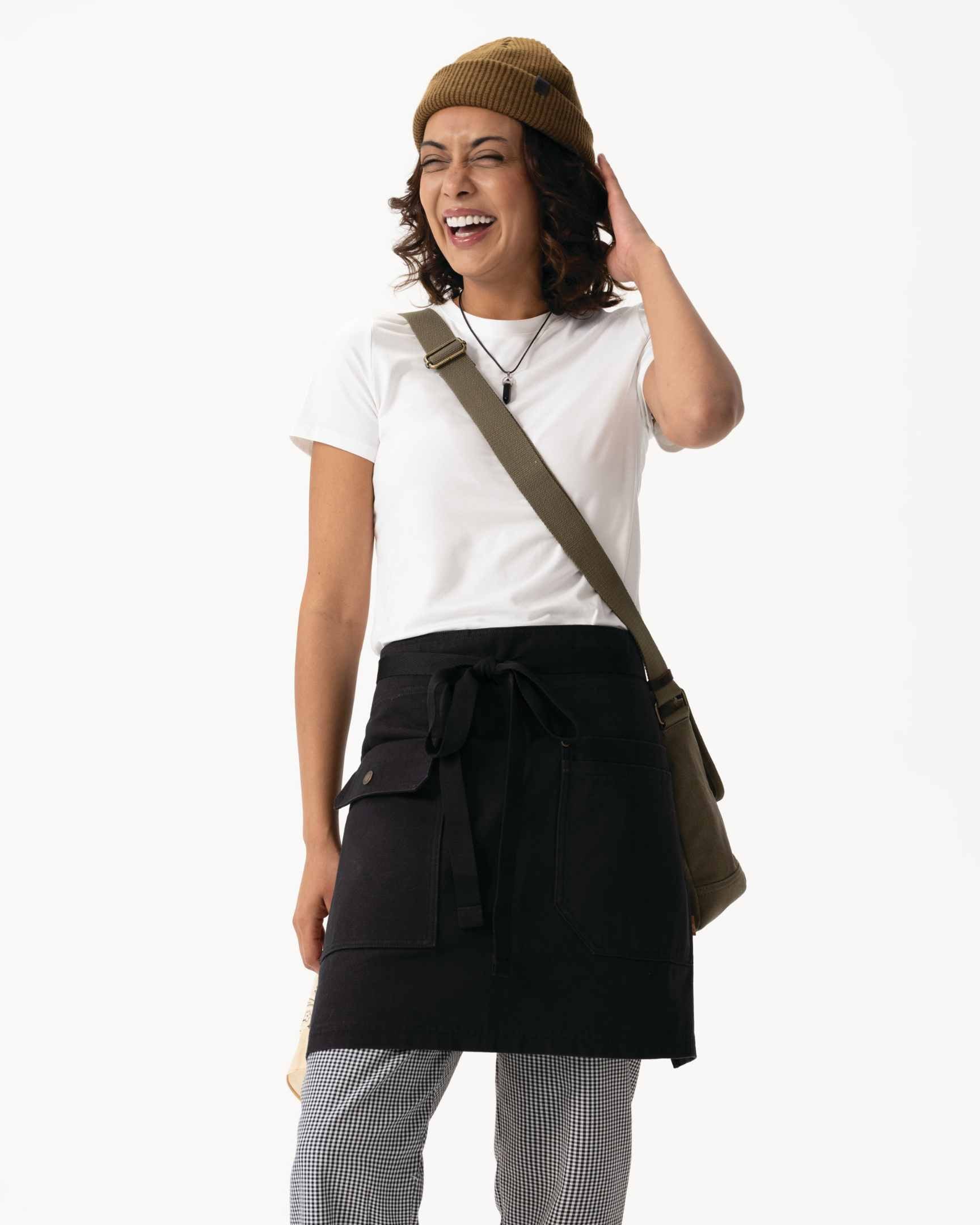 タクティカル 綿100% 厚地キャンバス ブラック ミドル サロン（前掛け） エプロン｜Chef Works Japan