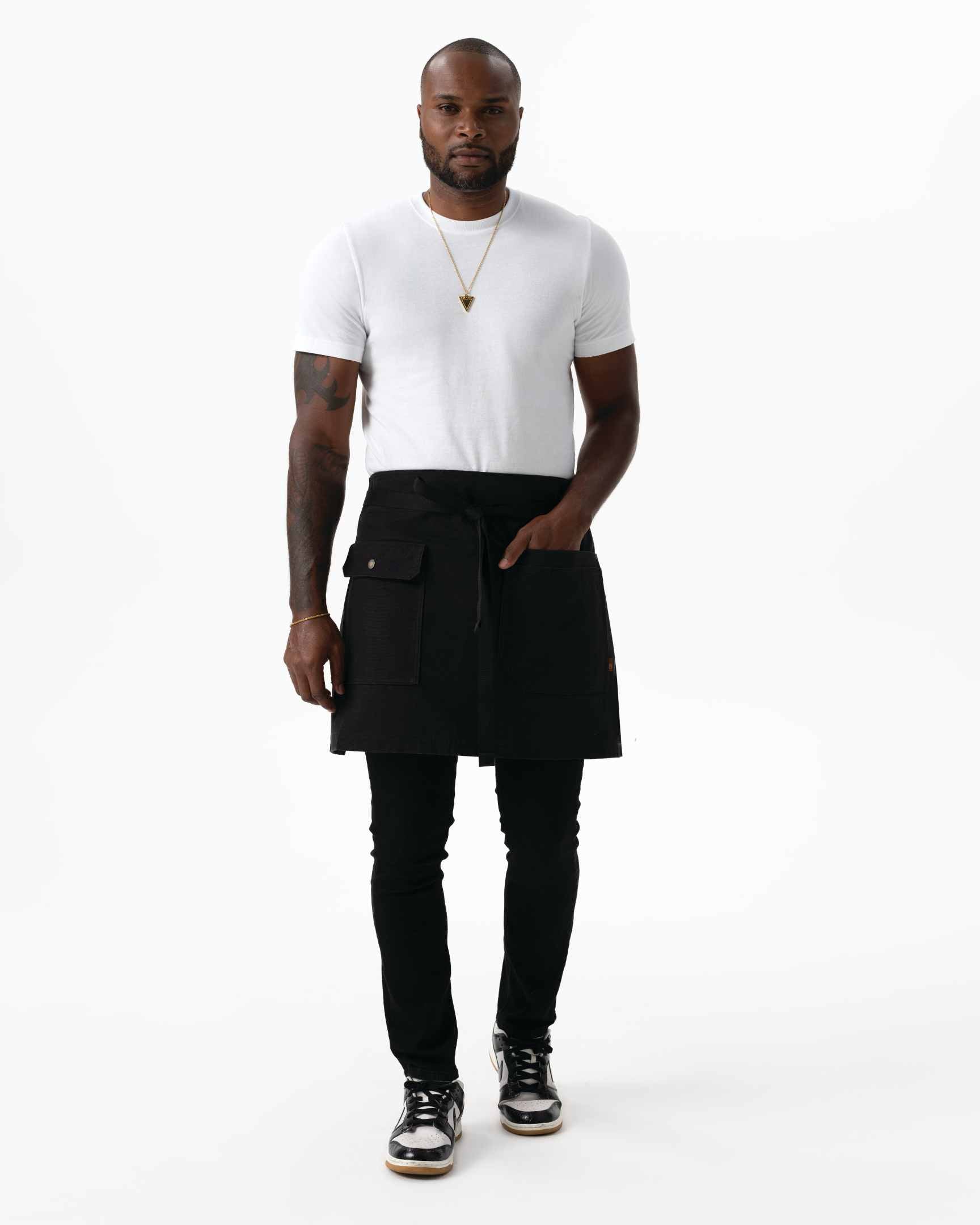 タクティカル 綿100% 厚地キャンバス ブラック ミドル サロン（前掛け） エプロン｜Chef Works Japan