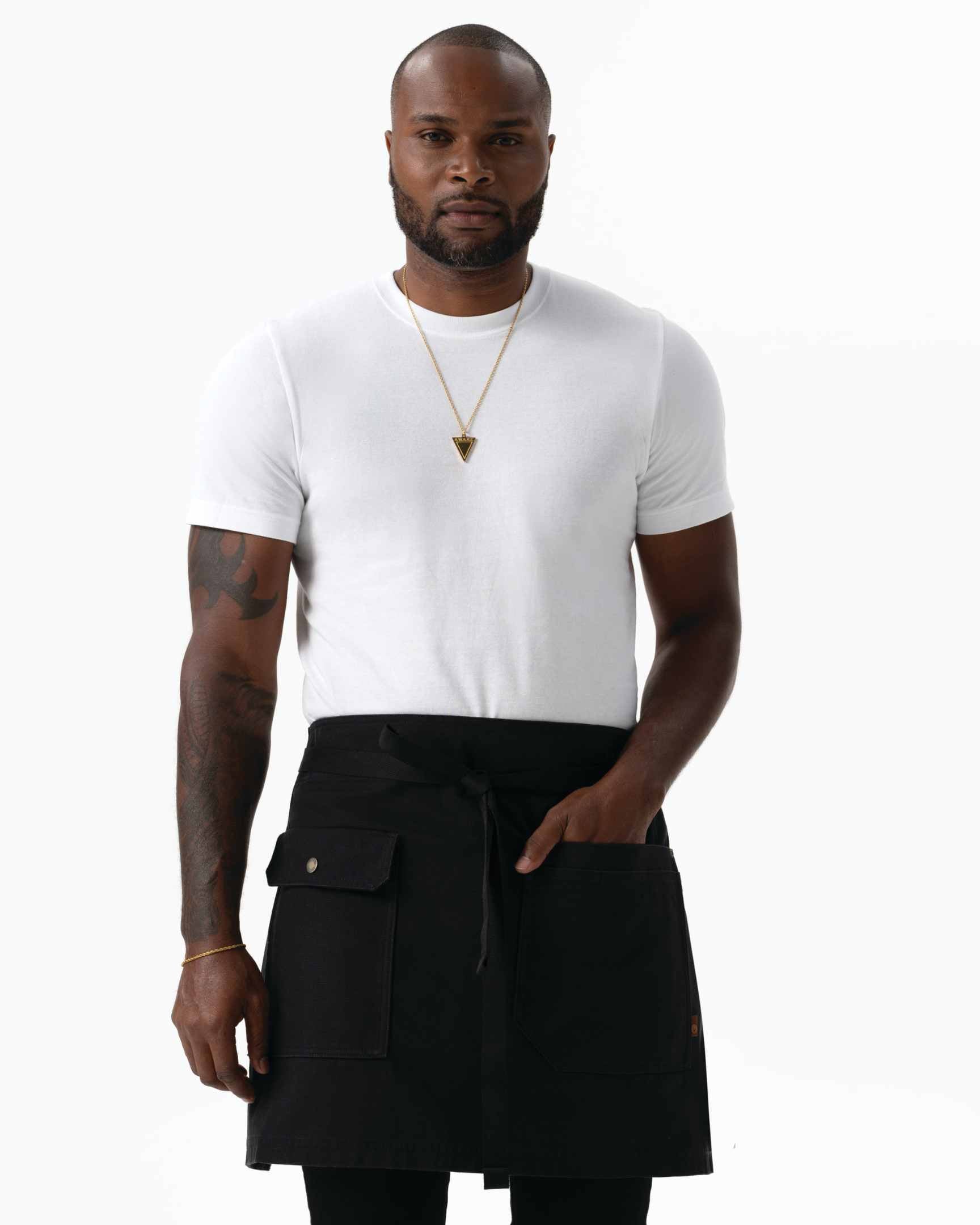 タクティカル 綿100% 厚地キャンバス ブラック ミドル サロン（前掛け） エプロン｜Chef Works Japan