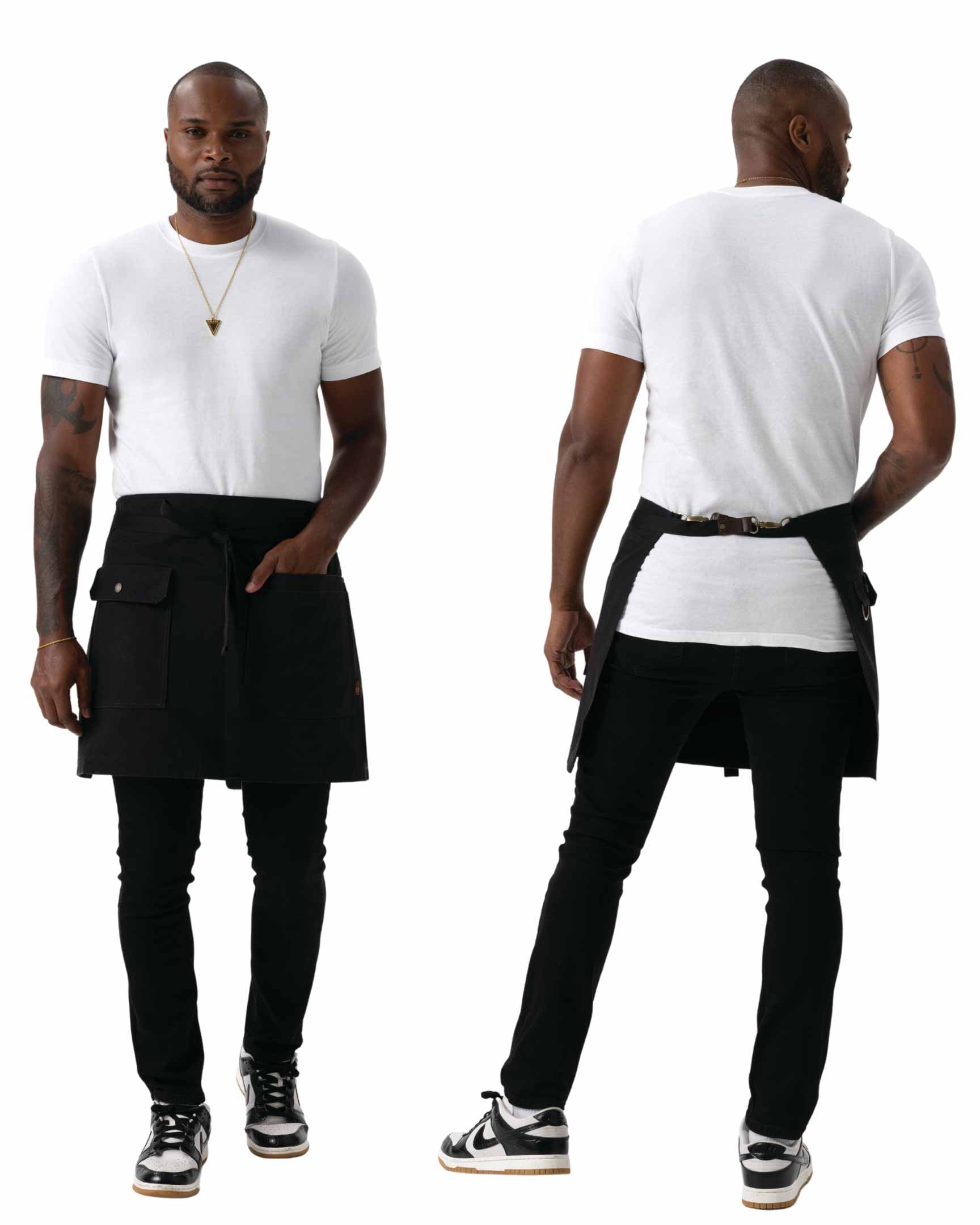 タクティカル 綿100% 厚地キャンバス ブラック ミドル サロン（前掛け） エプロン｜Chef Works Japan