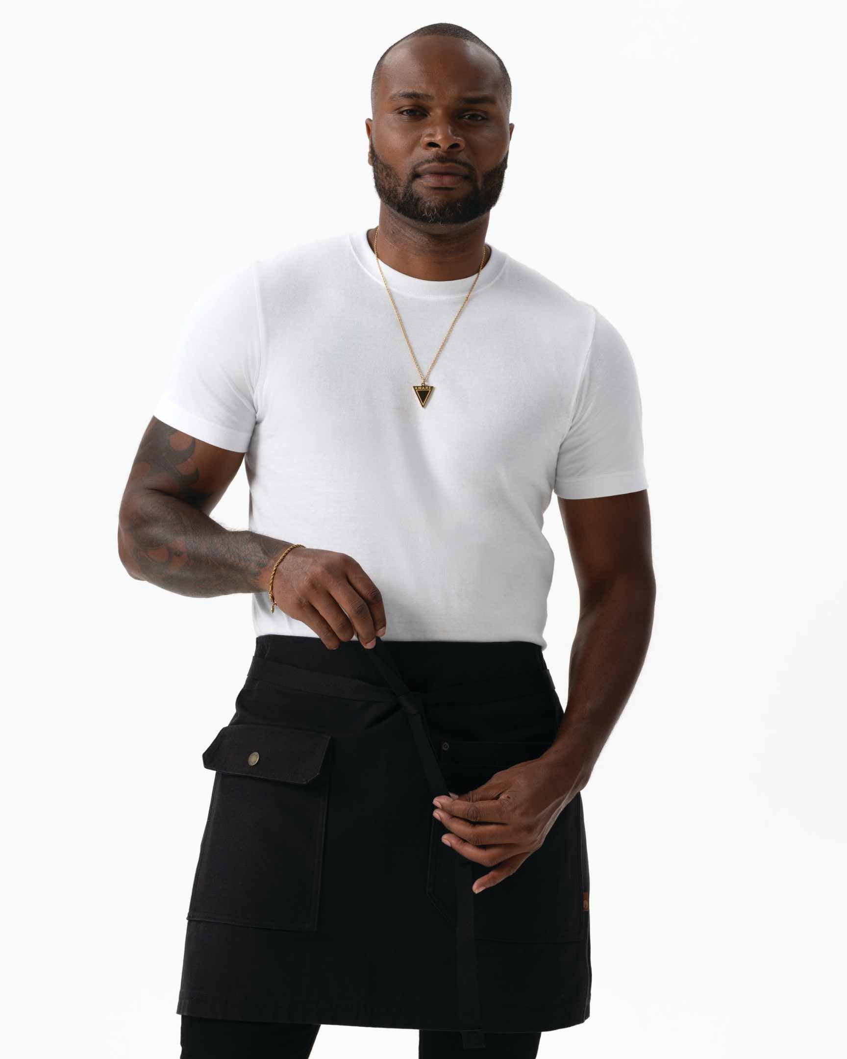 タクティカル 綿100% 厚地キャンバス ブラック ミドル サロン（前掛け） エプロン｜Chef Works Japan