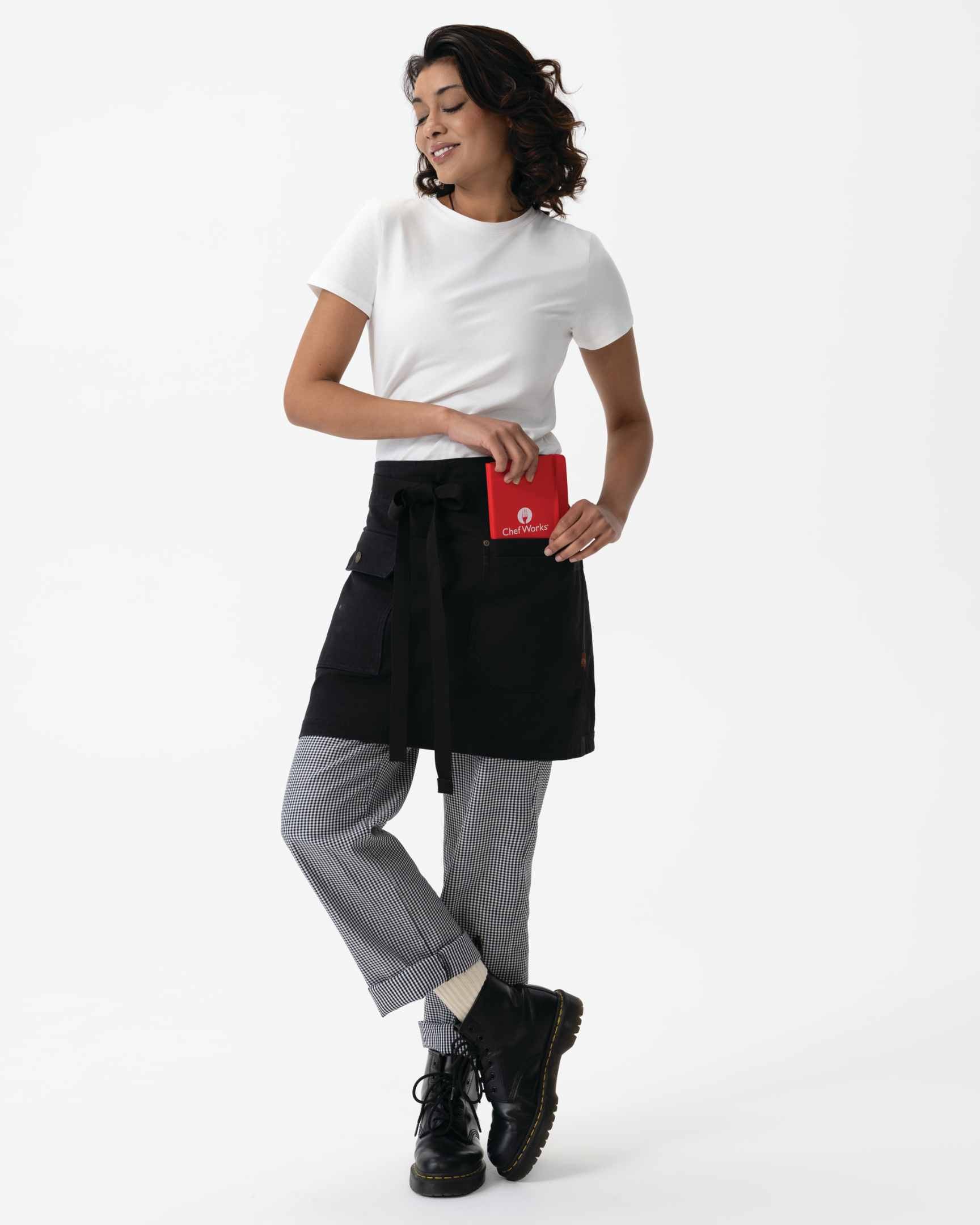 タクティカル 綿100% 厚地キャンバス ブラック ミドル サロン（前掛け） エプロン｜Chef Works Japan