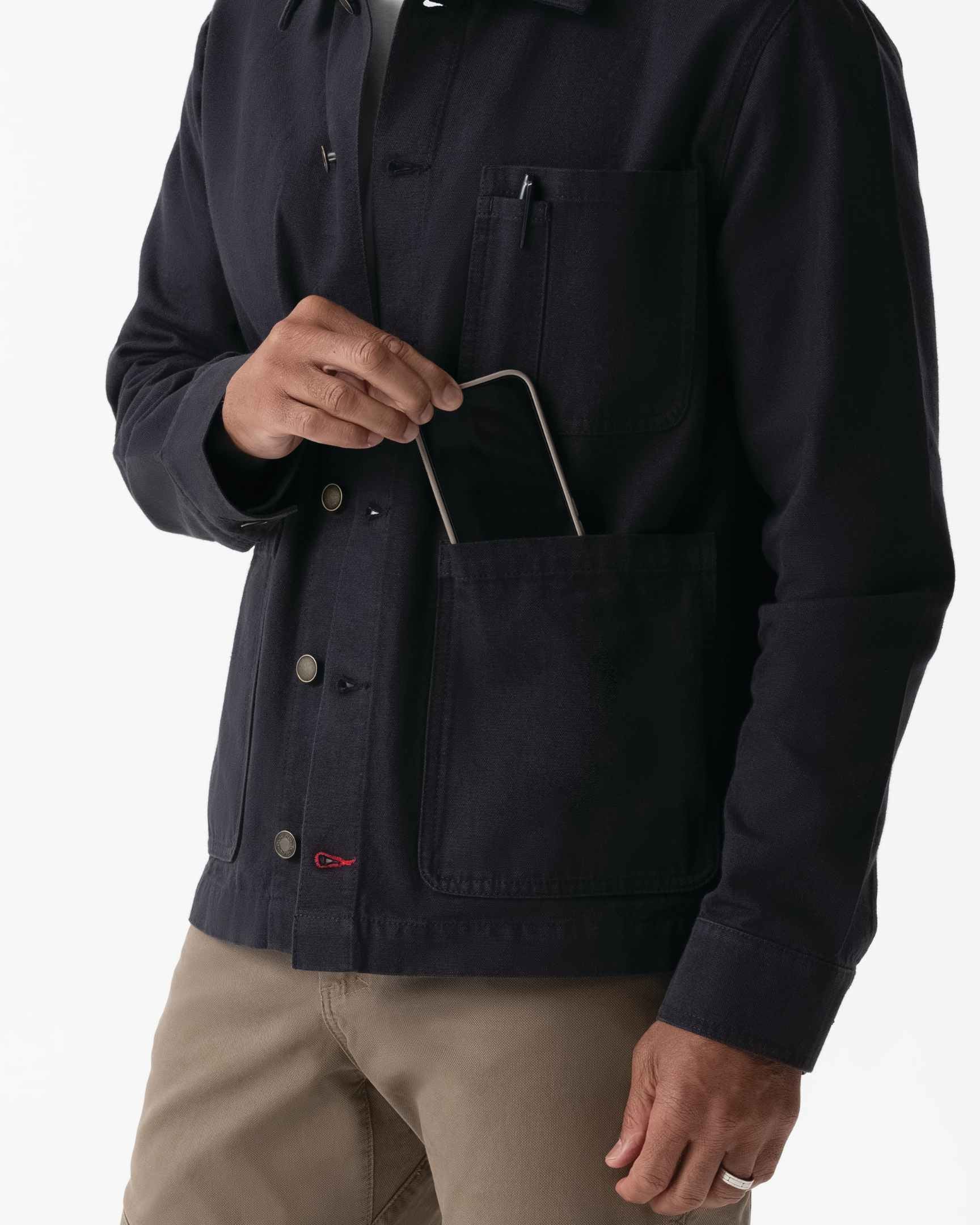 メンズ チョアコート ブラック 綿100％ キャンバス モールスキン調｜Chef Works Japan