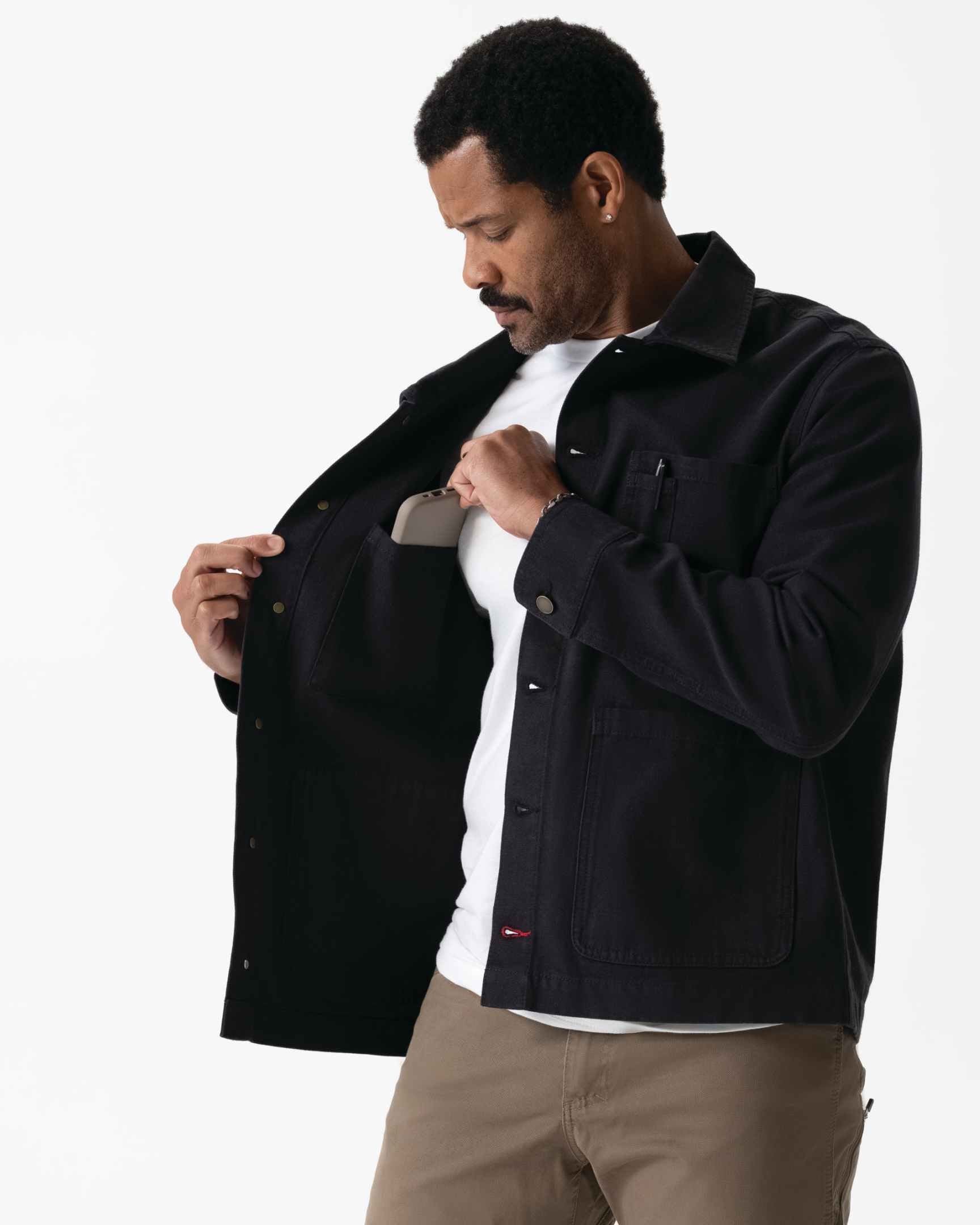 メンズ チョアコート ブラック 綿100％ キャンバス モールスキン調｜Chef Works Japan