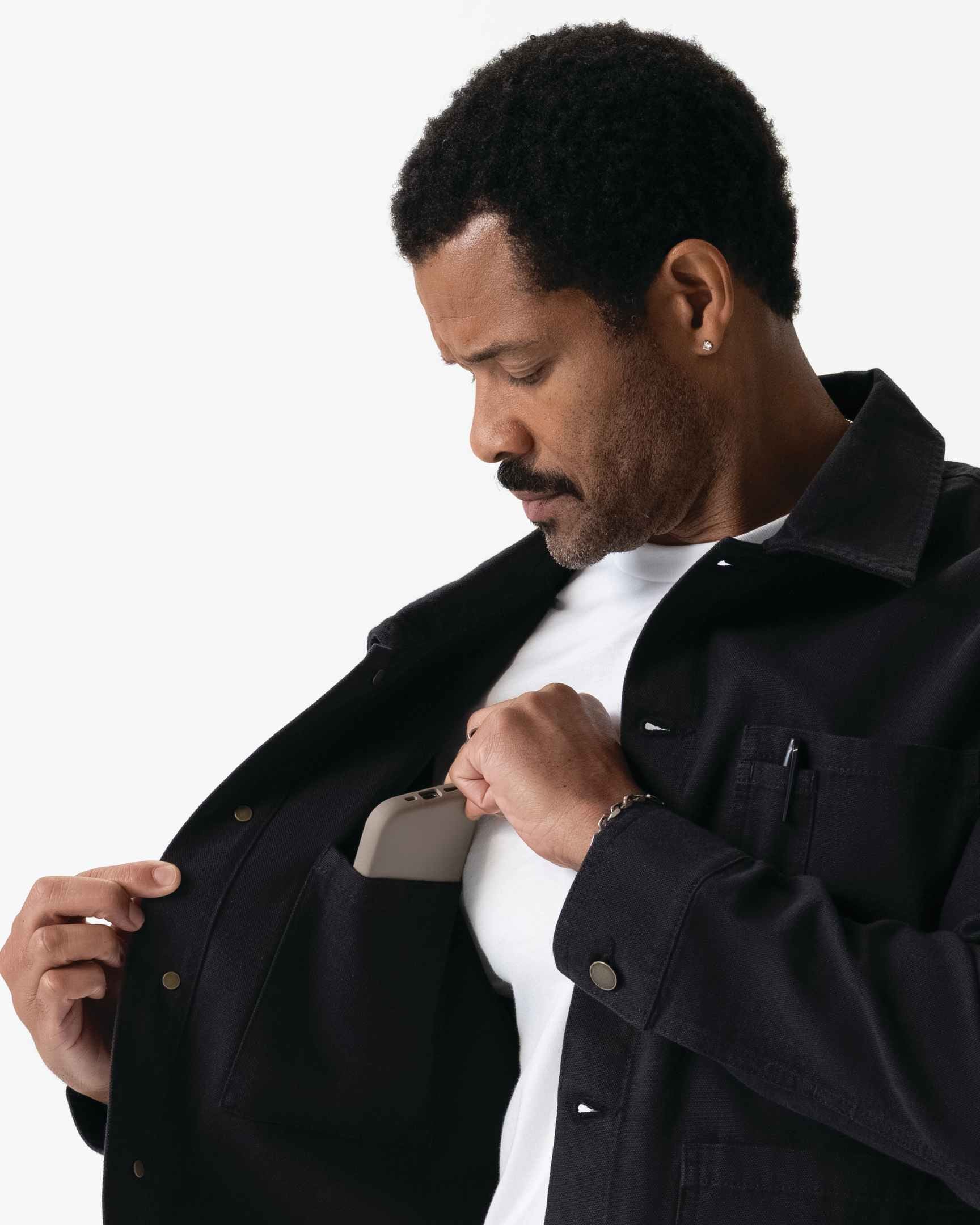 メンズ チョアコート ブラック 綿100％ キャンバス モールスキン調｜Chef Works Japan