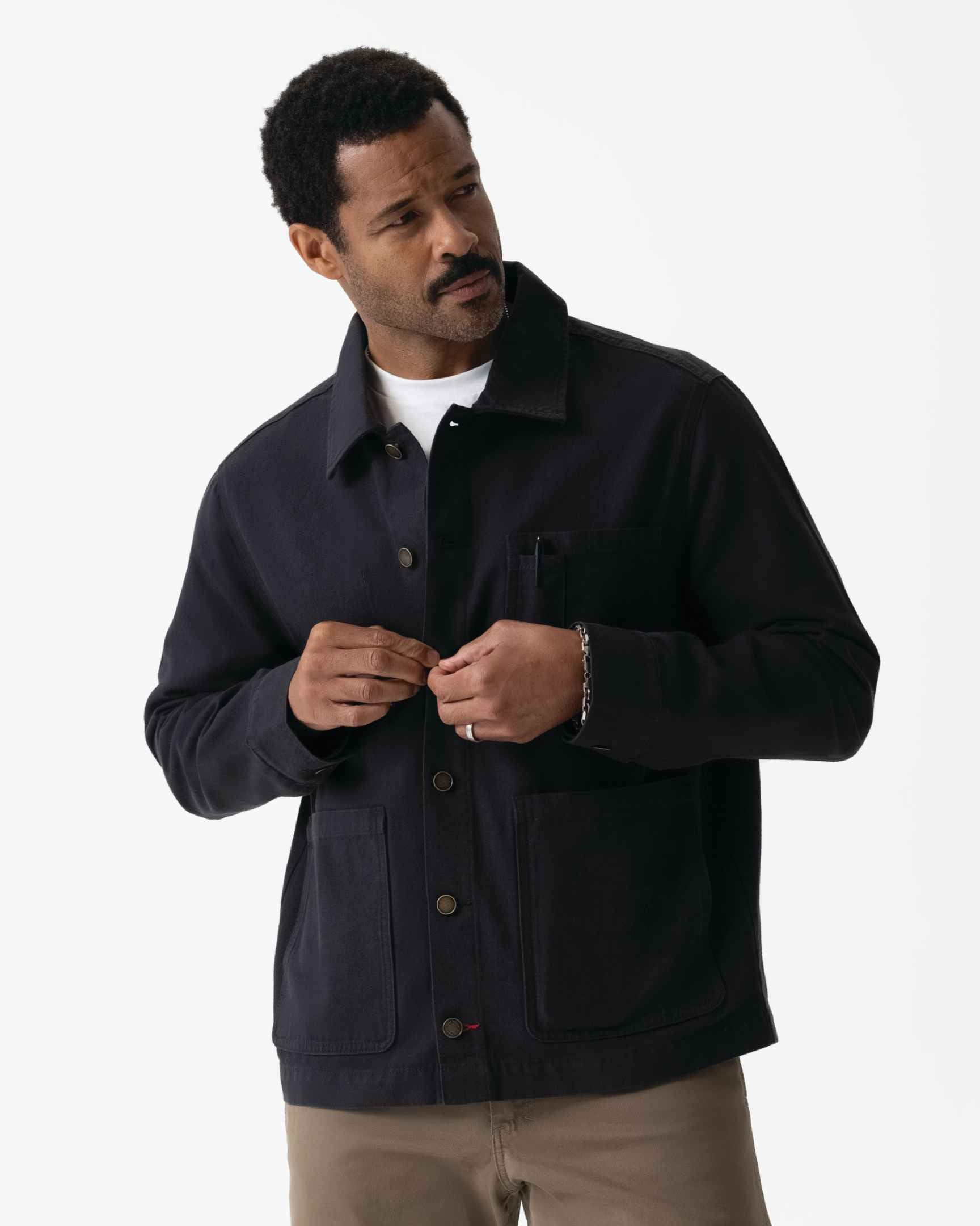 メンズ チョアコート ブラック 綿100％ キャンバス モールスキン調｜Chef Works Japan