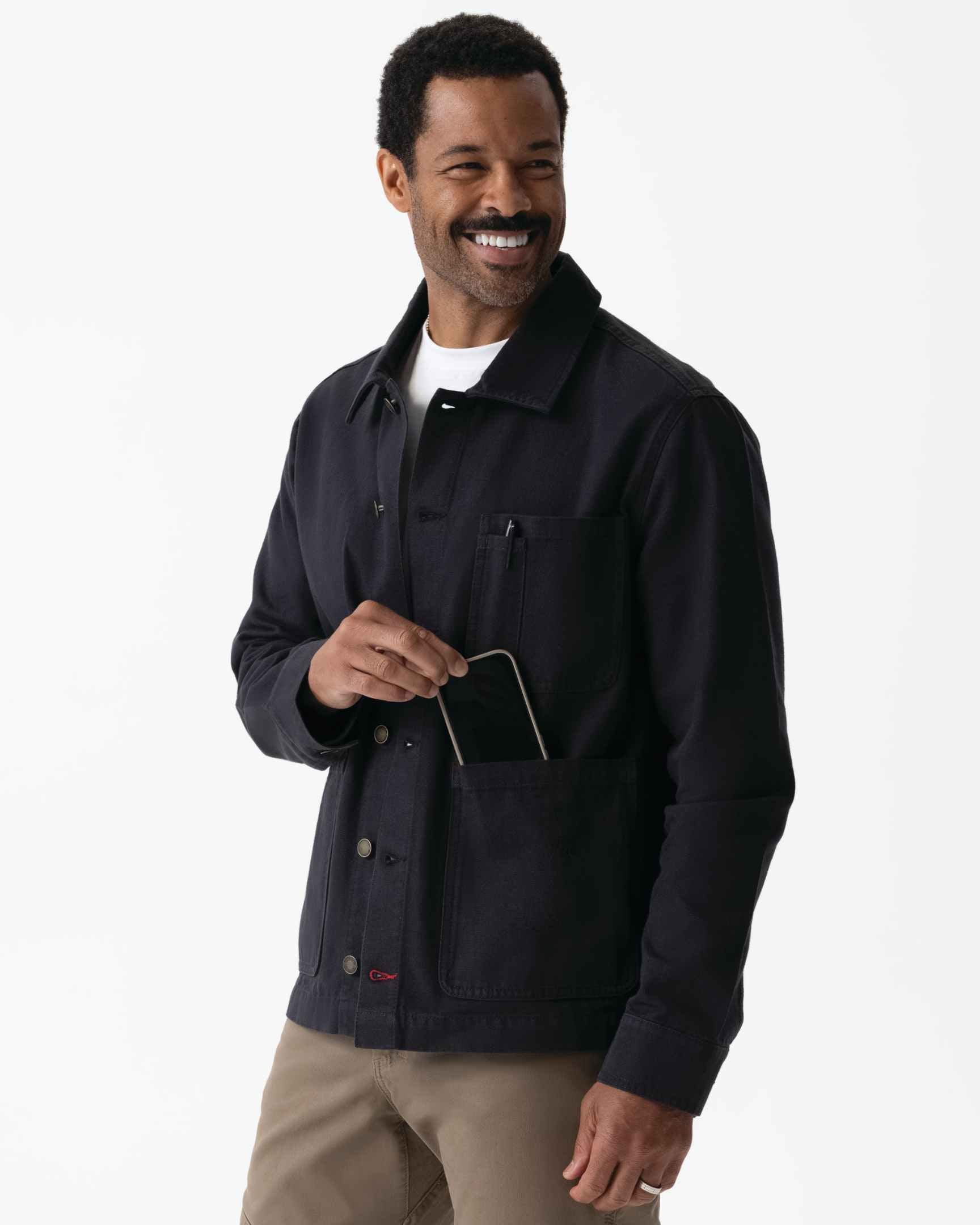 メンズ チョアコート ブラック 綿100％ キャンバス モールスキン調｜Chef Works Japan