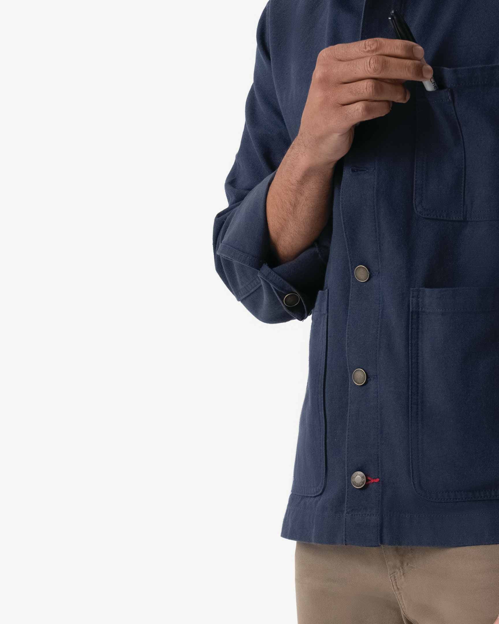 メンズ チョアコート ネイビー 綿100％ キャンバス モールスキン調｜Chef Works Japan