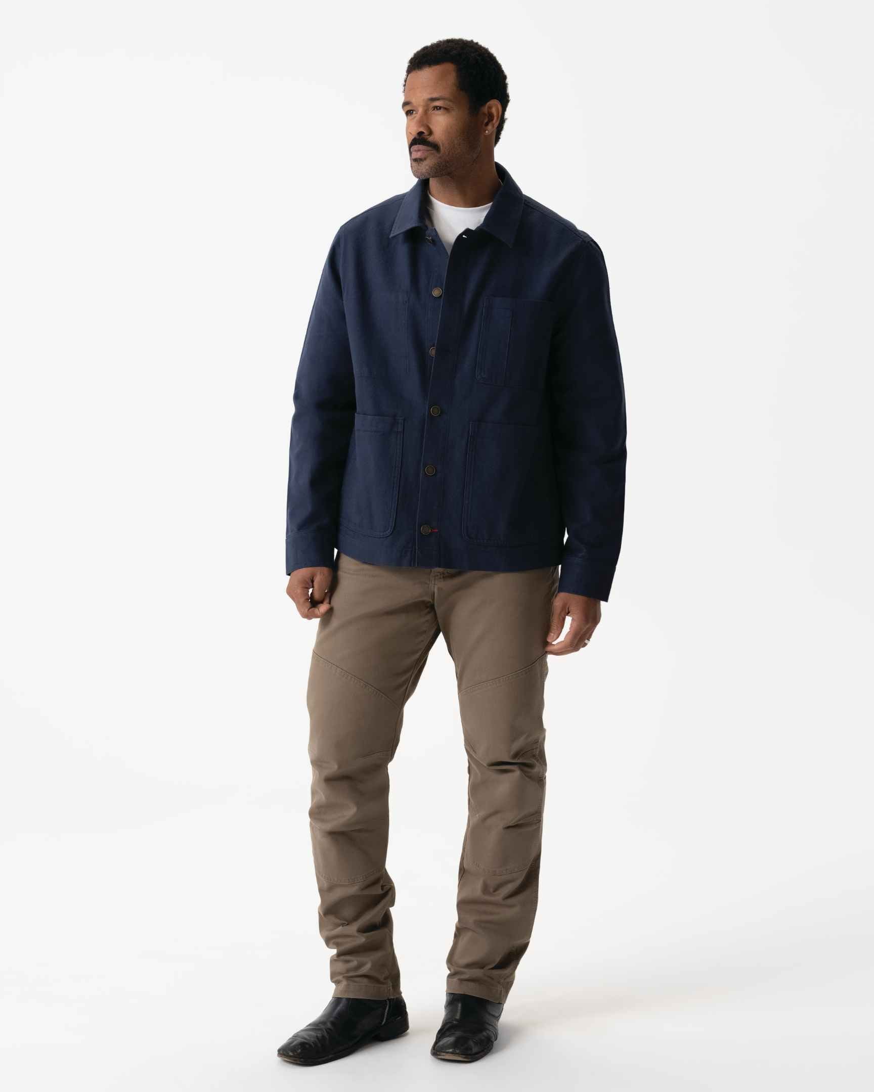 メンズ チョアコート ネイビー 綿100％ キャンバス モールスキン調｜Chef Works Japan