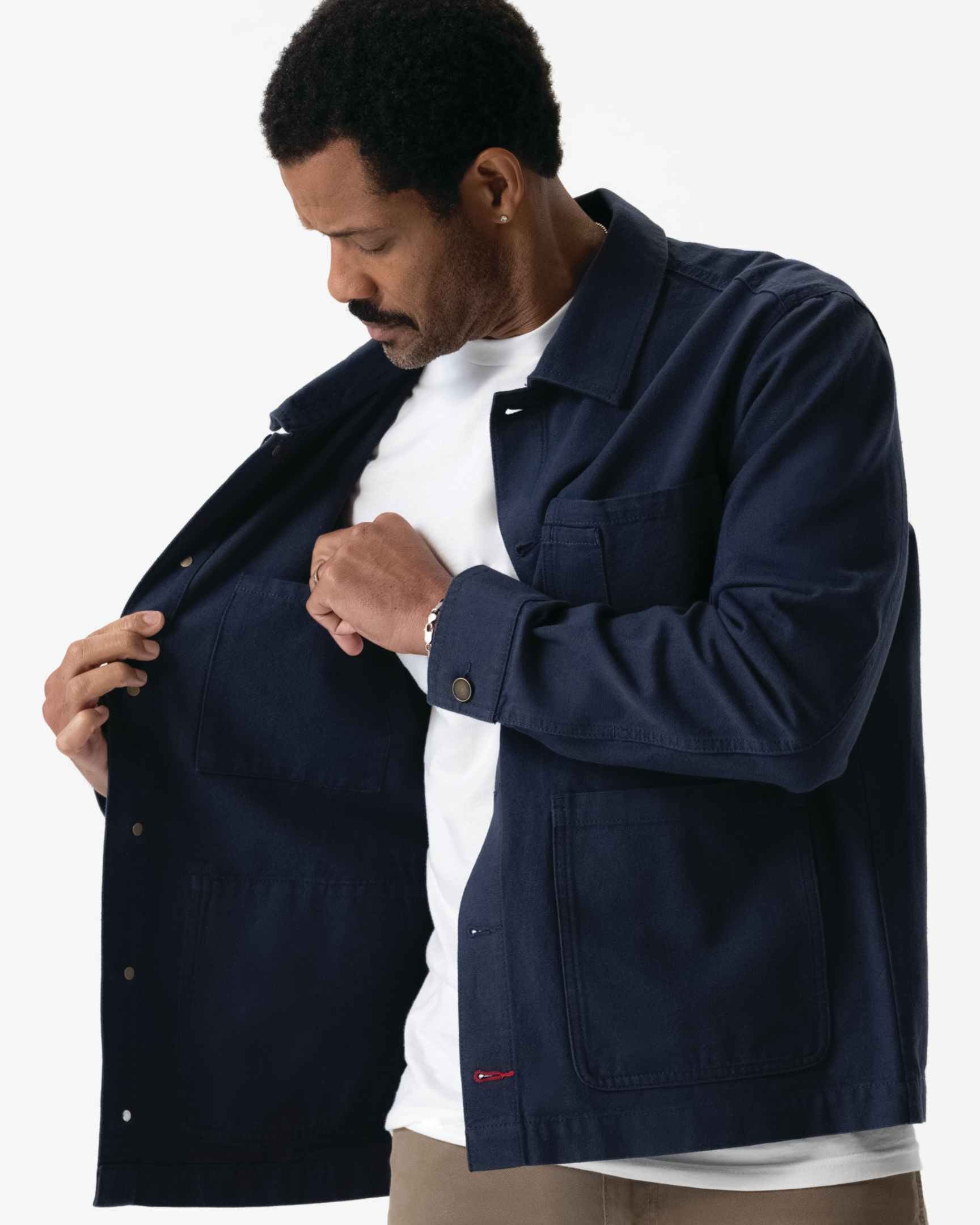 メンズ チョアコート ネイビー 綿100％ キャンバス モールスキン調｜Chef Works Japan