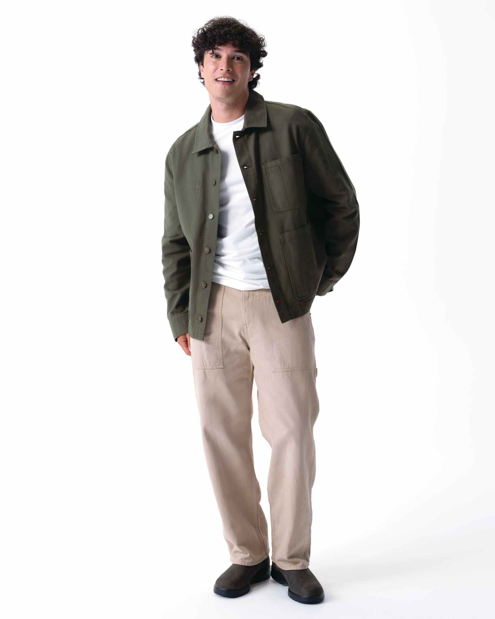 メンズ チョアコート オリーブグリーン 綿100％ キャンバス モールスキン調｜Chef Works Japan
