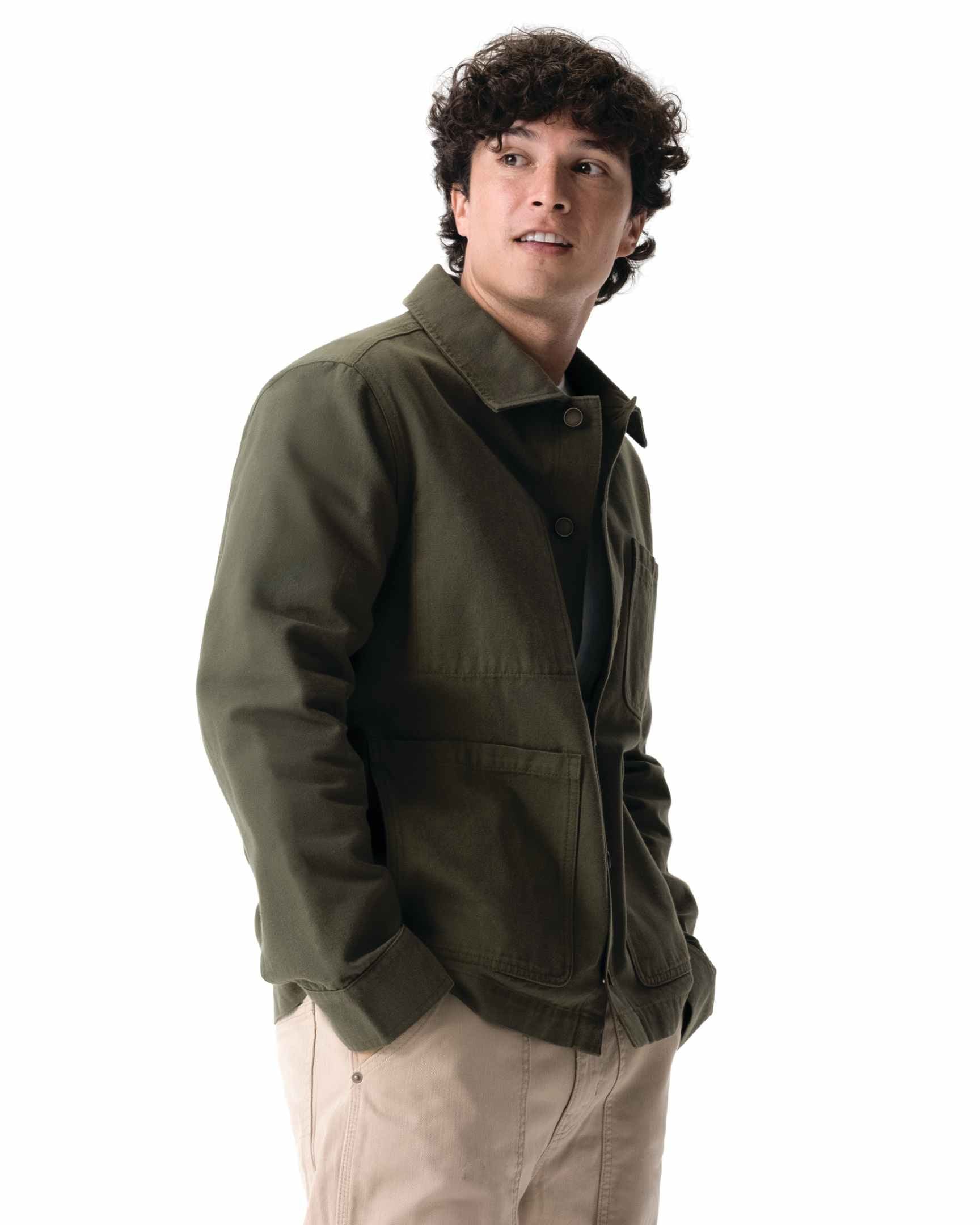 メンズ チョアコート オリーブグリーン 綿100％ キャンバス モールスキン調｜Chef Works Japan