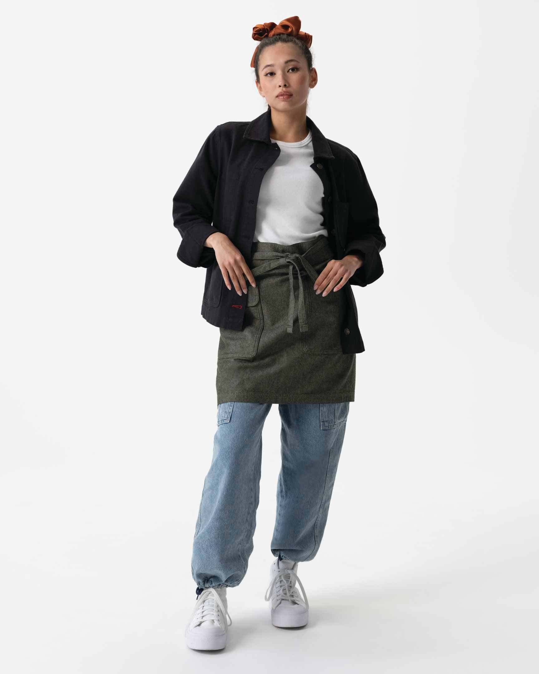 レディース チョアコート ブラック 綿100％ キャンバス モールスキン調｜Chef Works Japan