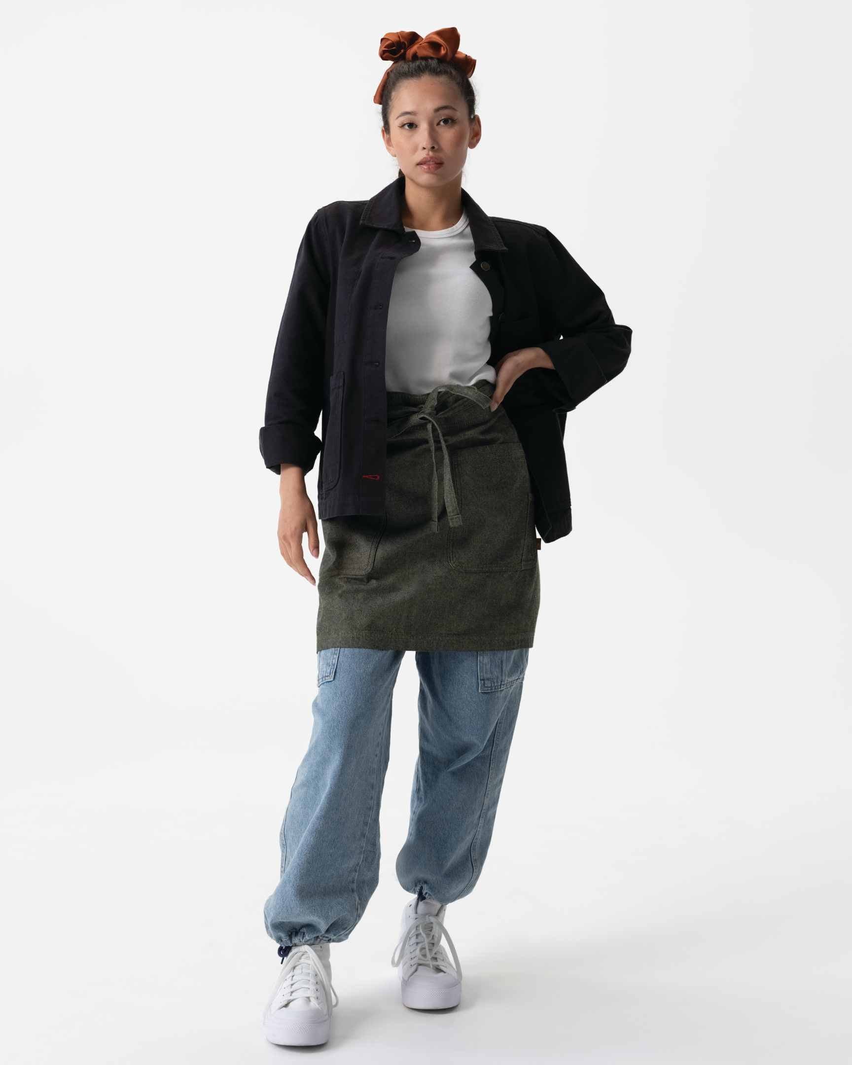 レディース チョアコート ブラック 綿100％ キャンバス モールスキン調｜Chef Works Japan