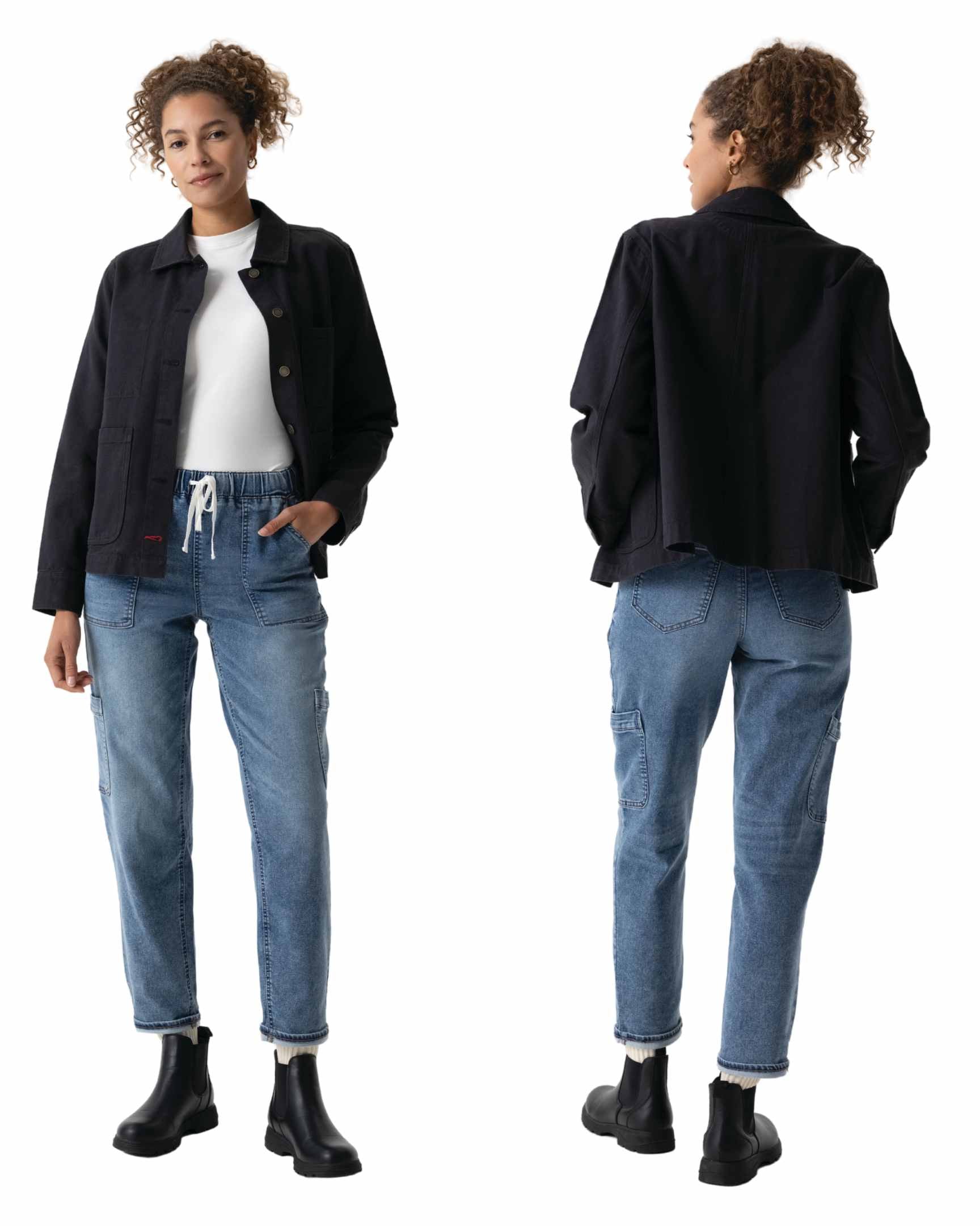 レディース チョアコート ブラック 綿100％ キャンバス モールスキン調｜Chef Works Japan