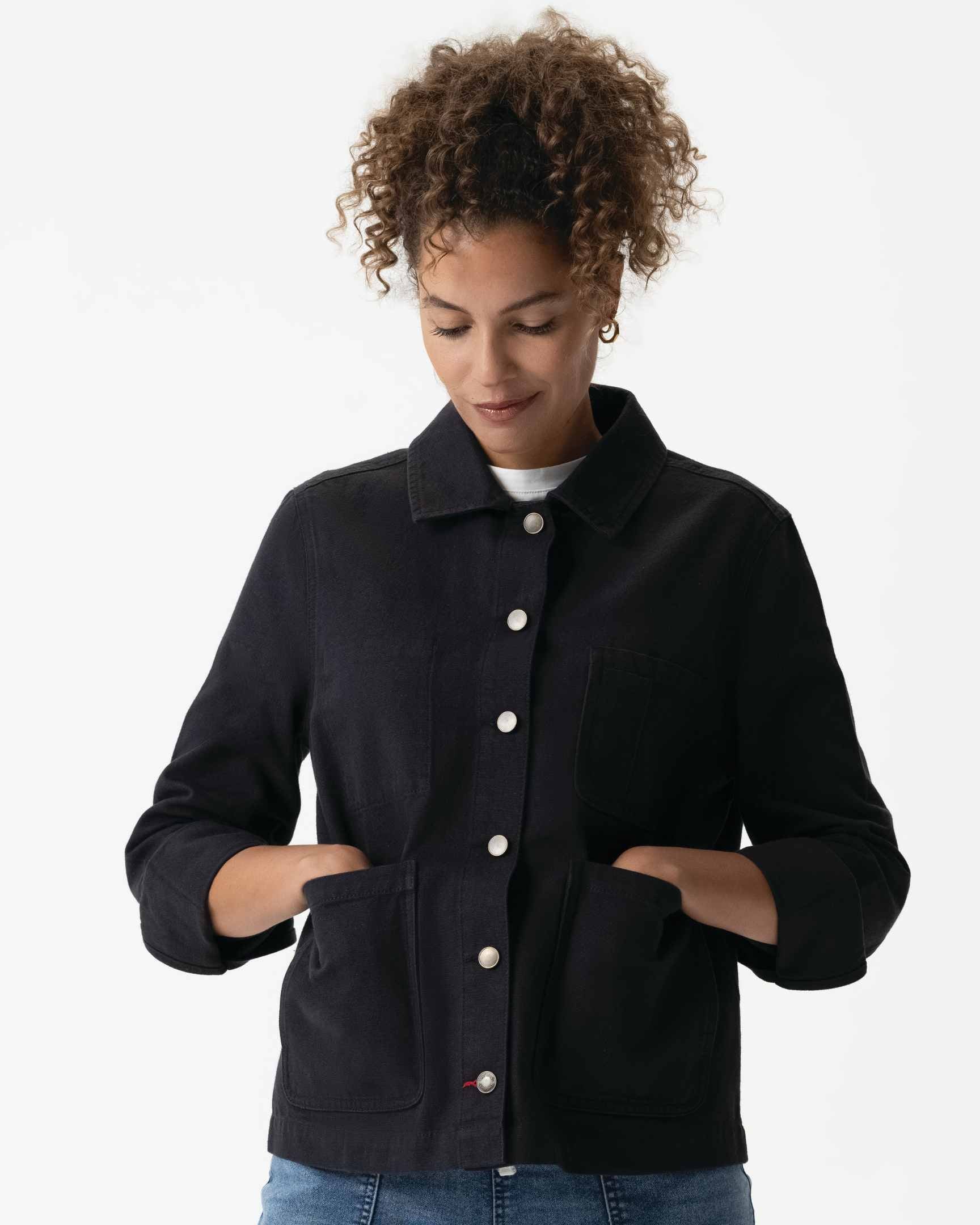 レディース チョアコート ブラック 綿100％ キャンバス モールスキン調｜Chef Works Japan