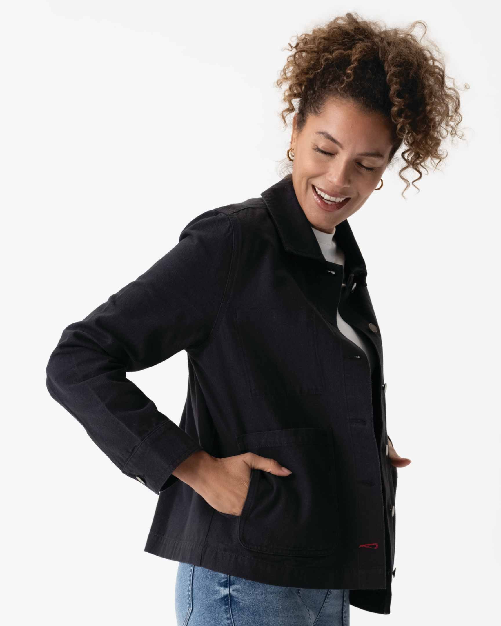 レディース チョアコート ブラック 綿100％ キャンバス モールスキン調｜Chef Works Japan