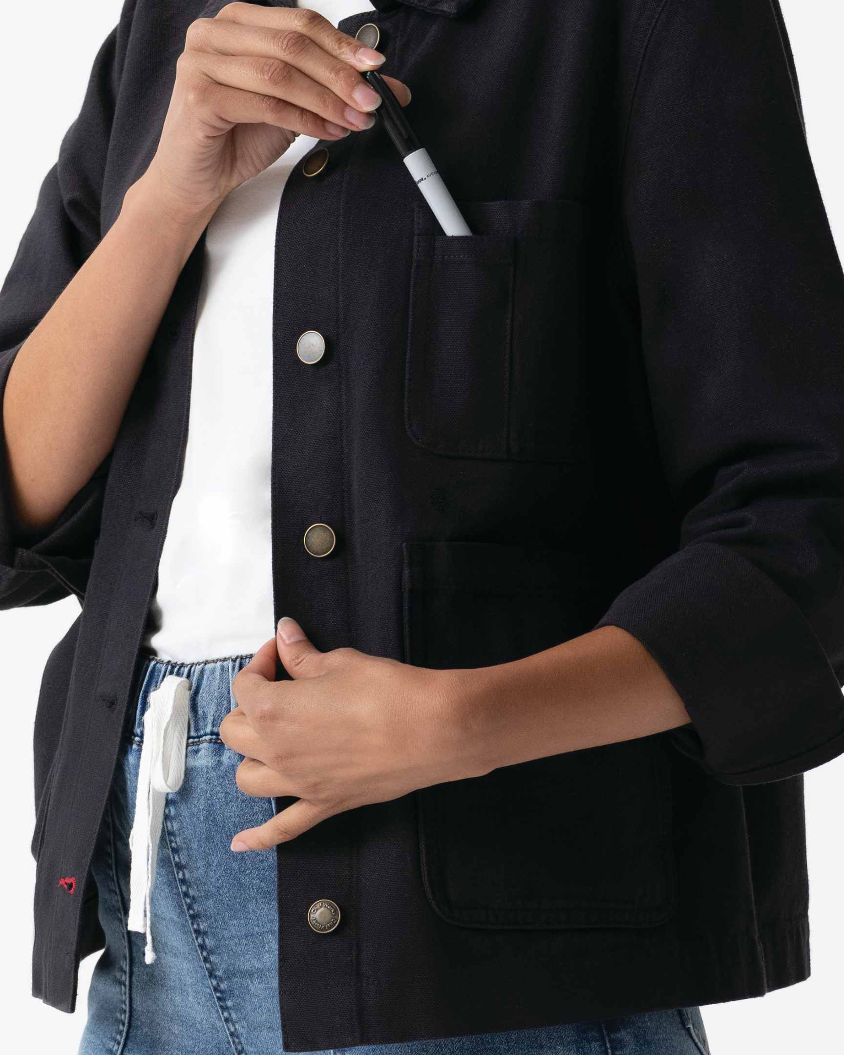 レディース チョアコート ブラック 綿100％ キャンバス モールスキン調｜Chef Works Japan