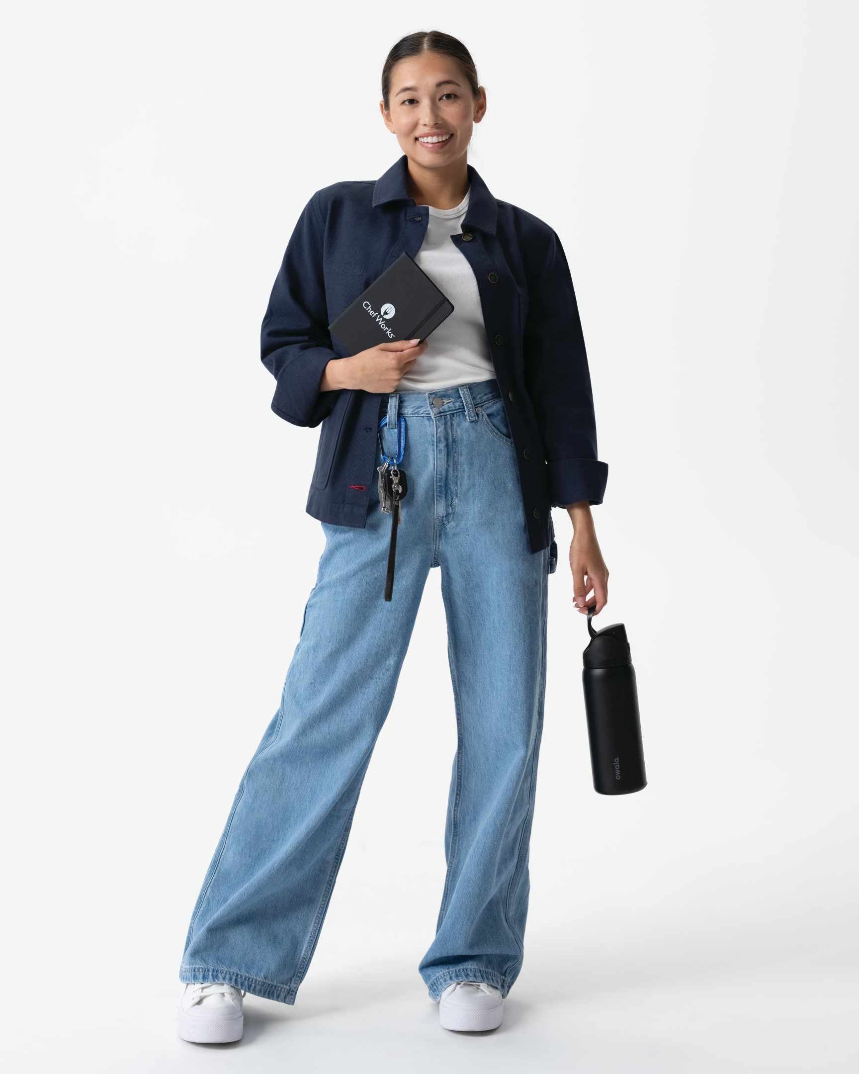 レディース チョアコート ネイビー 綿100％ キャンバス モールスキン調｜CChef Works Japan