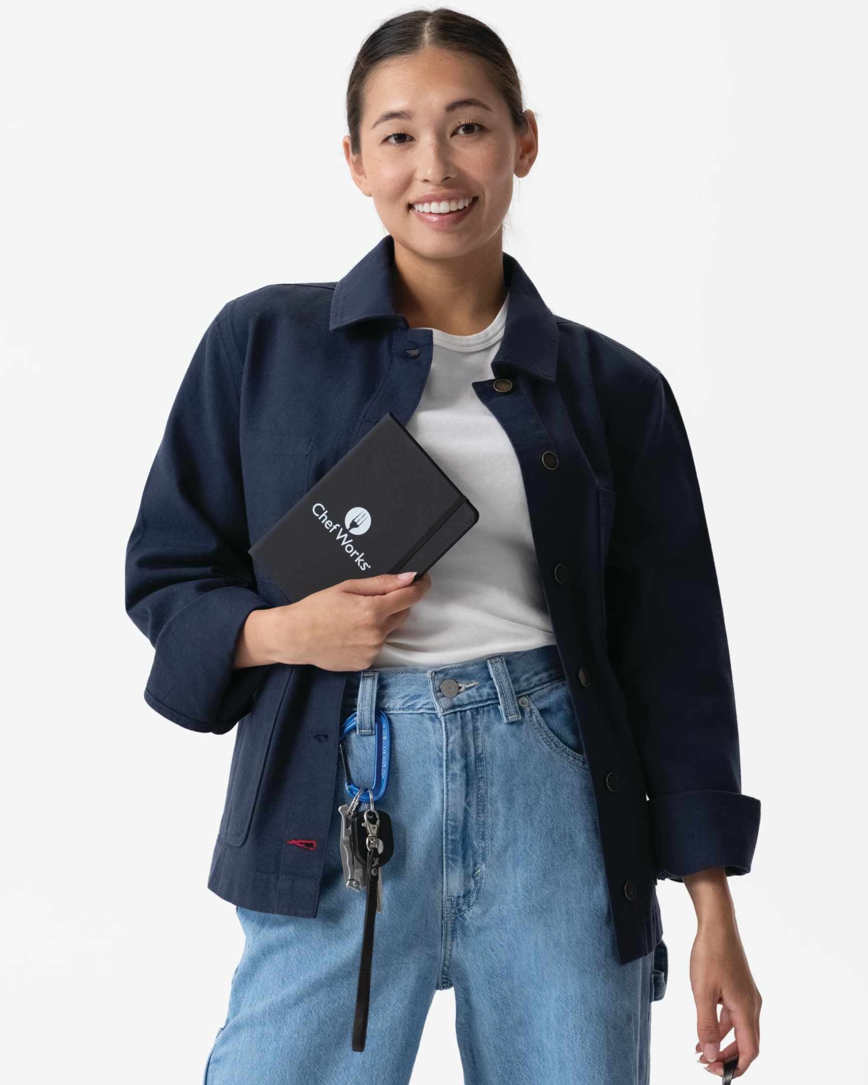 レディース チョアコート ネイビー 綿100％ キャンバス モールスキン調｜CChef Works Japan