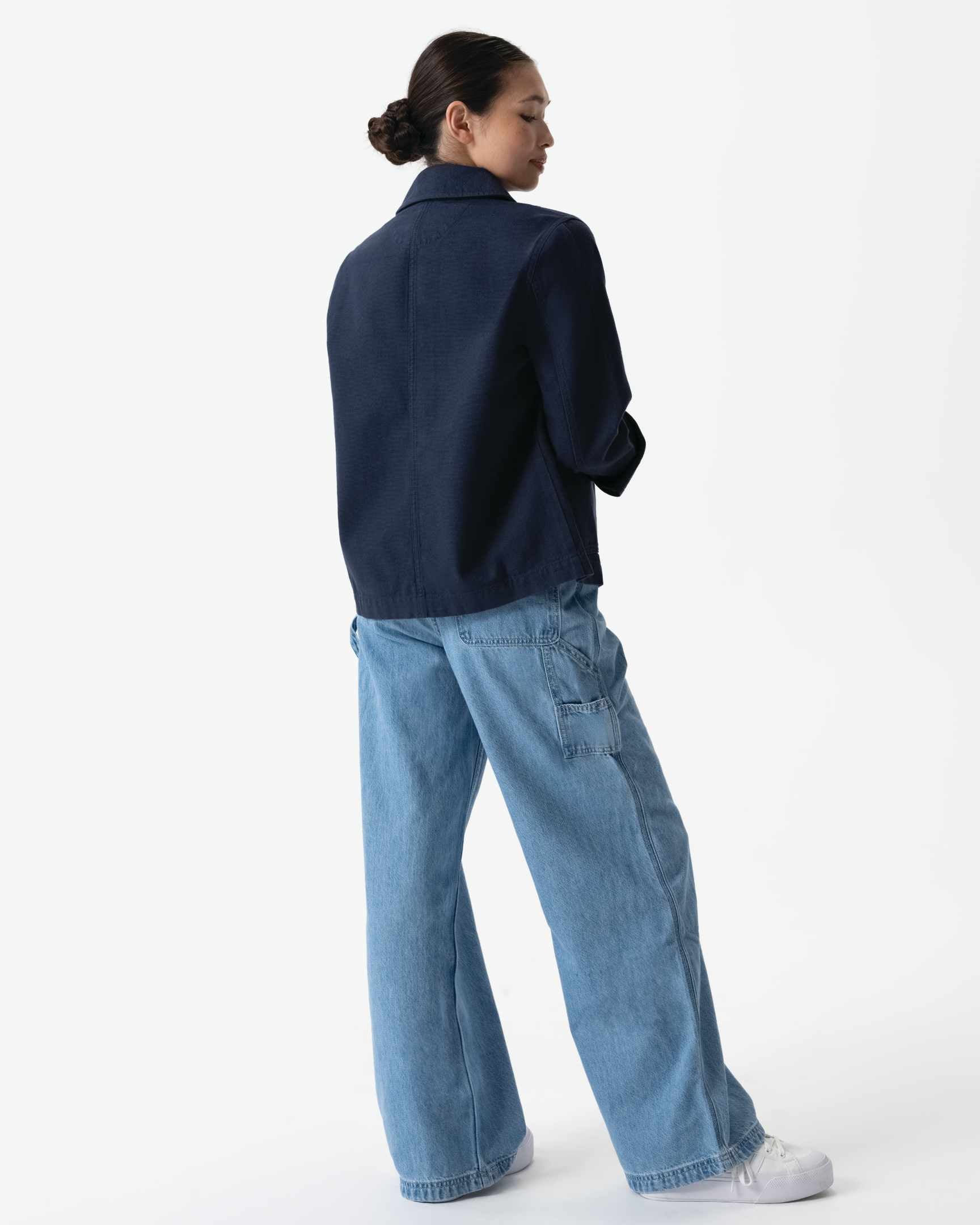 レディース チョアコート ネイビー 綿100％ キャンバス モールスキン調｜CChef Works Japan