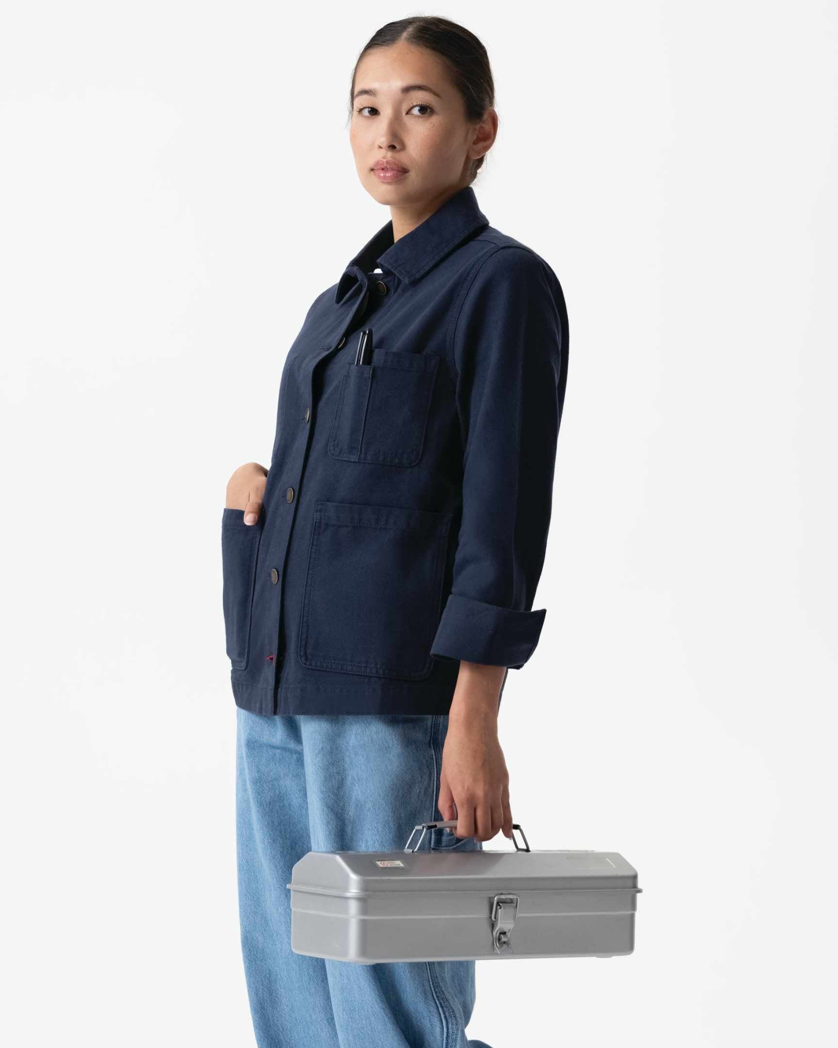 レディース チョアコート ネイビー 綿100％ キャンバス モールスキン調｜CChef Works Japan