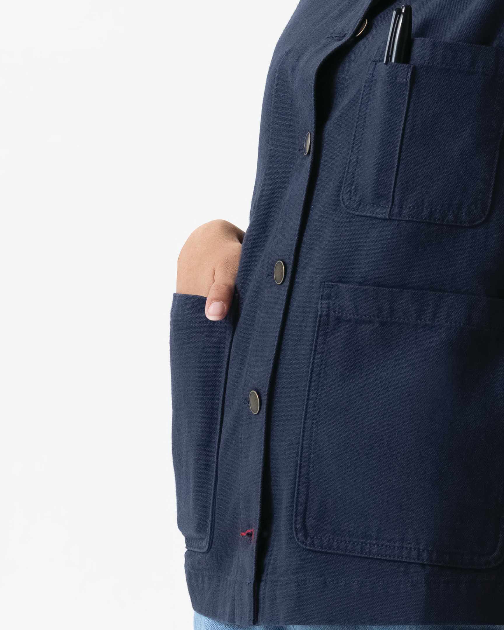 レディース チョアコート ネイビー 綿100％ キャンバス モールスキン調｜CChef Works Japan