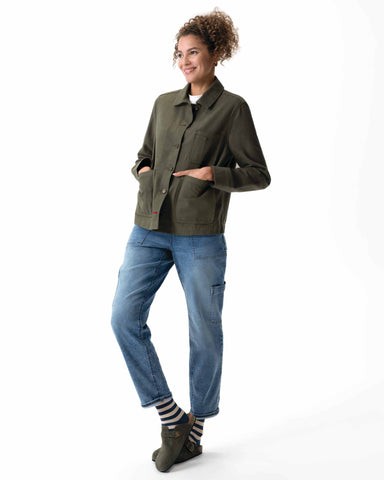 レディース チョアコート オリーブグリーン 綿100％ キャンバス モールスキン調｜Chef Works Japan