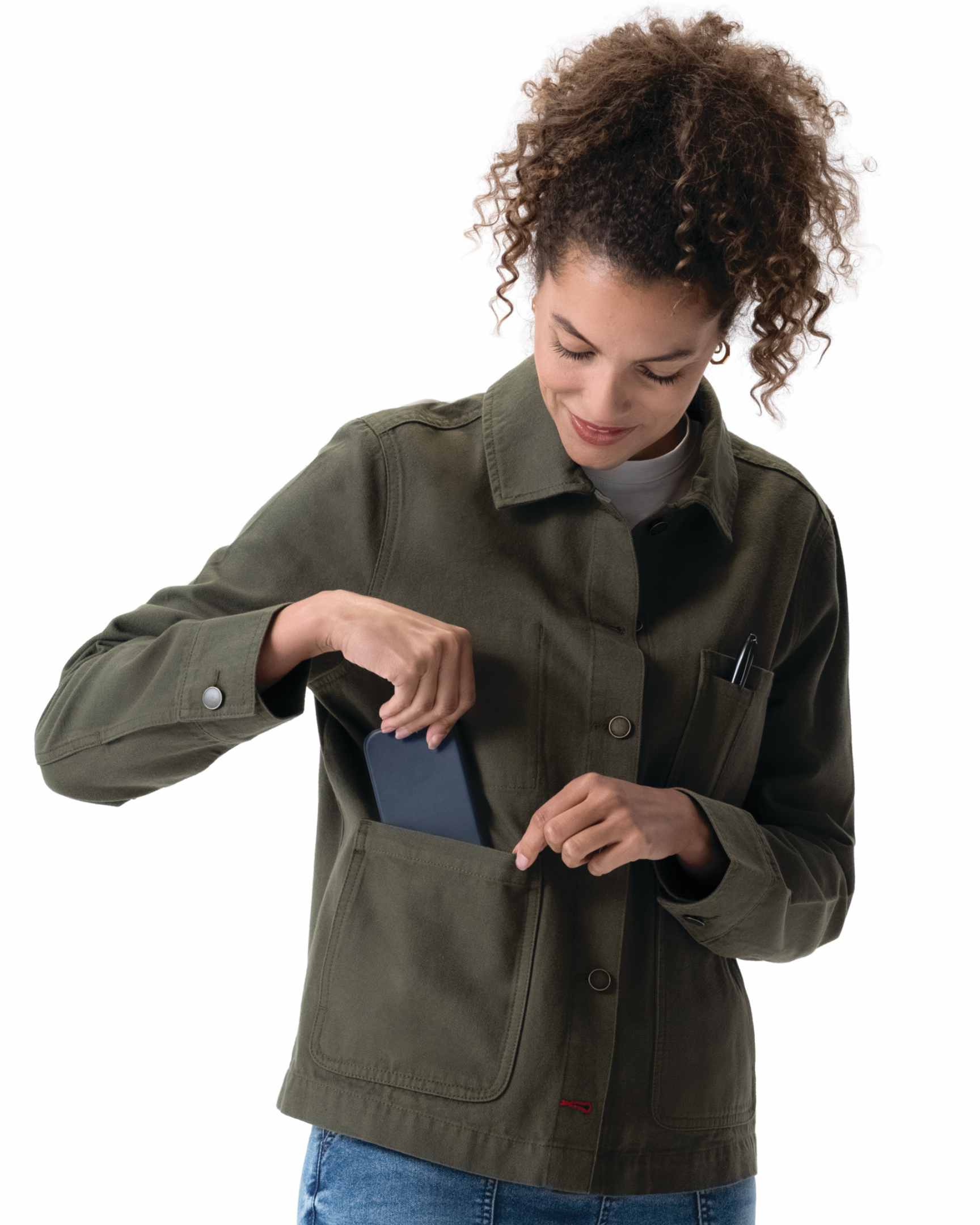 レディース チョアコート オリーブグリーン 綿100％ キャンバス モールスキン調｜Chef Works Japan