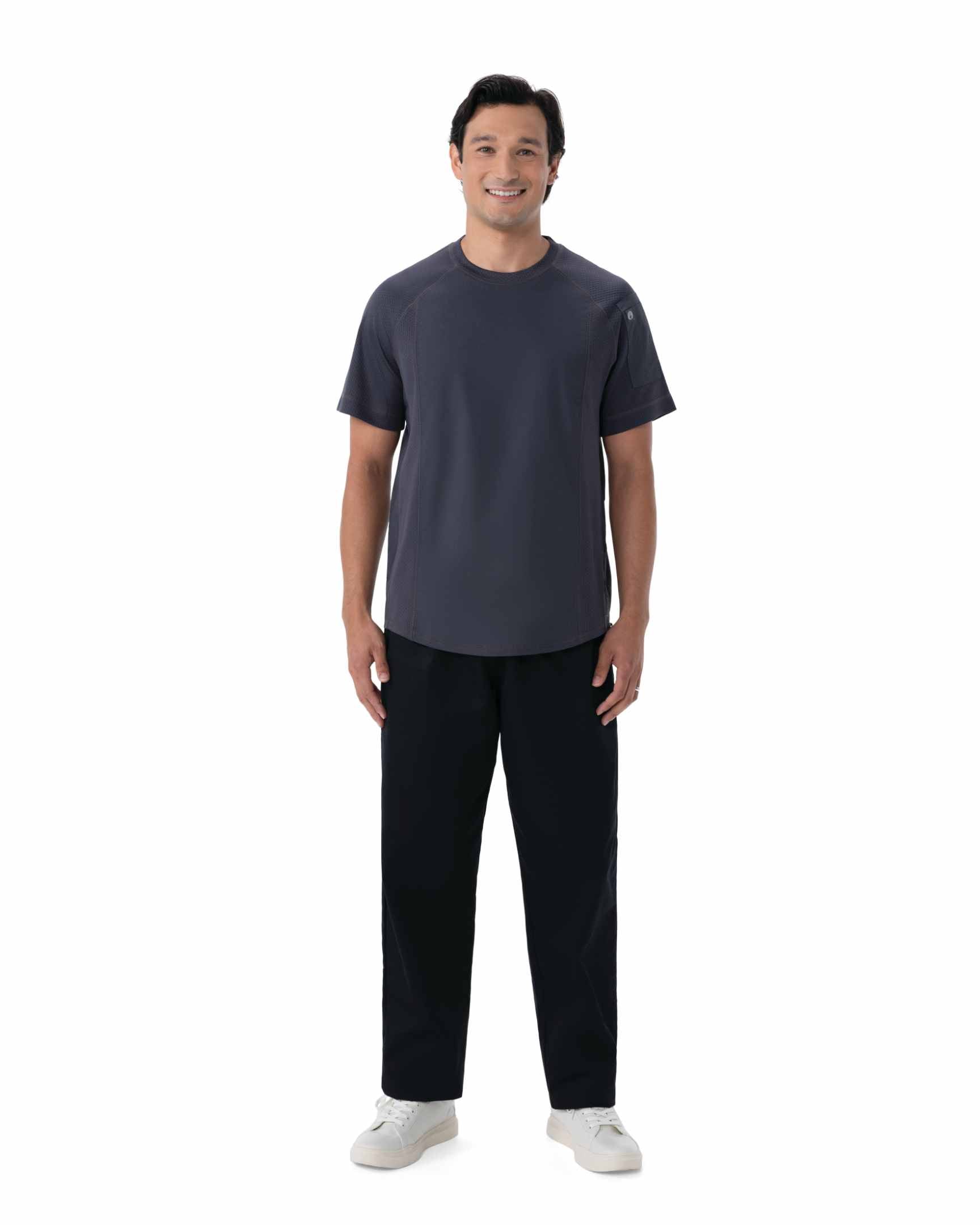 ユニセックス エリーズ チャコール クルーネック Tシャツ（半袖・メッシュ）