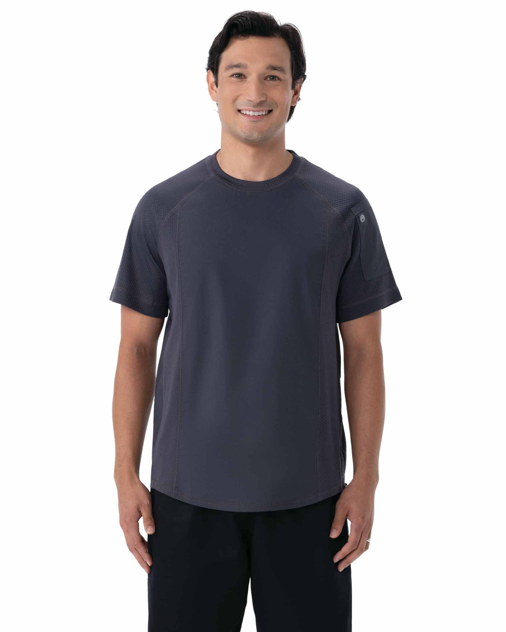ユニセックス エリーズ チャコール クルーネック Tシャツ（半袖・メッシュ）