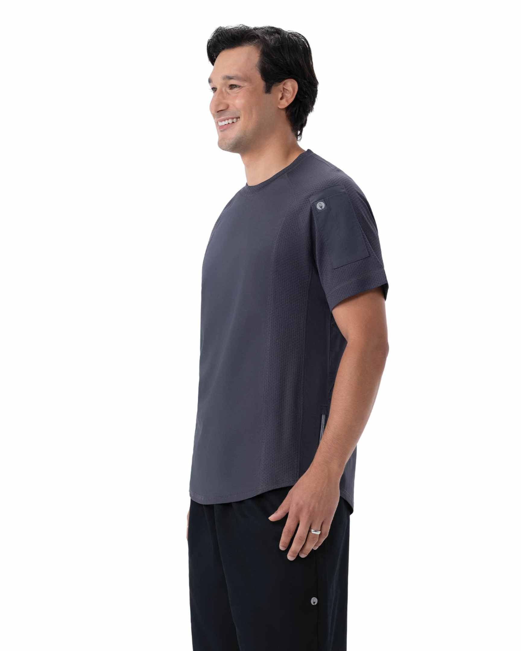 ユニセックス エリーズ チャコール クルーネック Tシャツ（半袖・メッシュ）