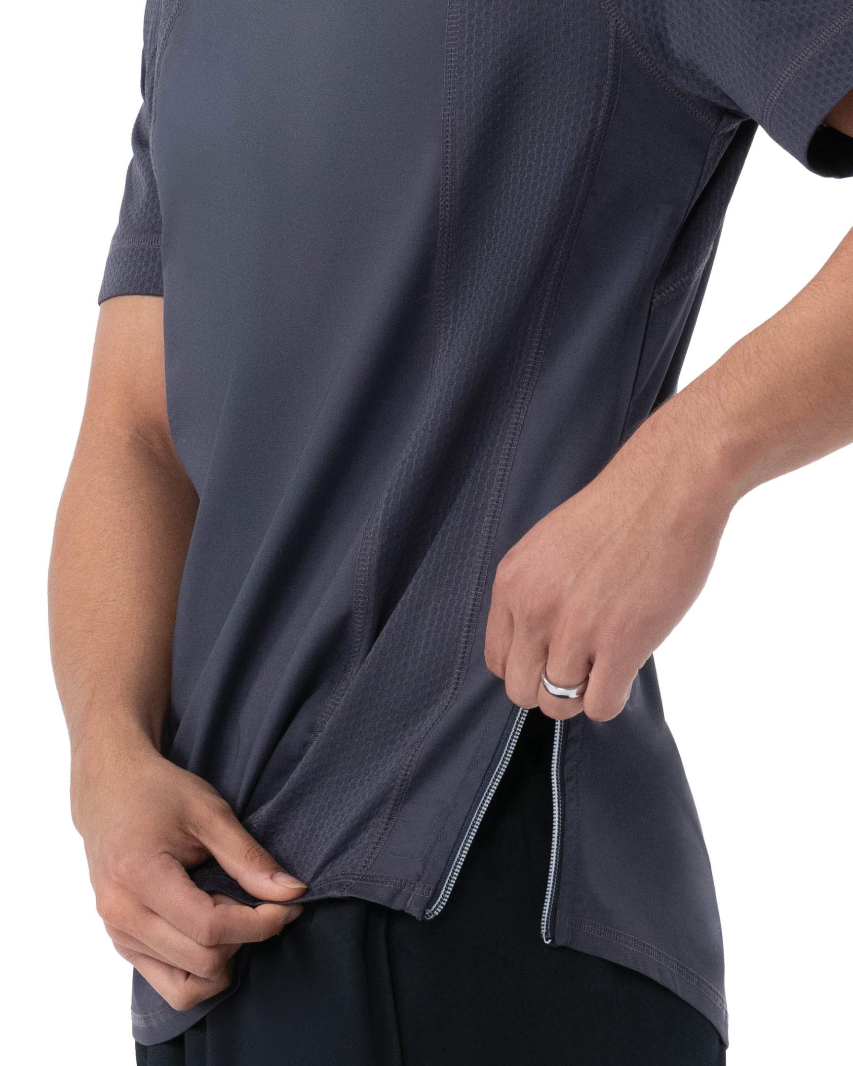 ユニセックス エリーズ チャコール クルーネック Tシャツ（半袖・メッシュ）