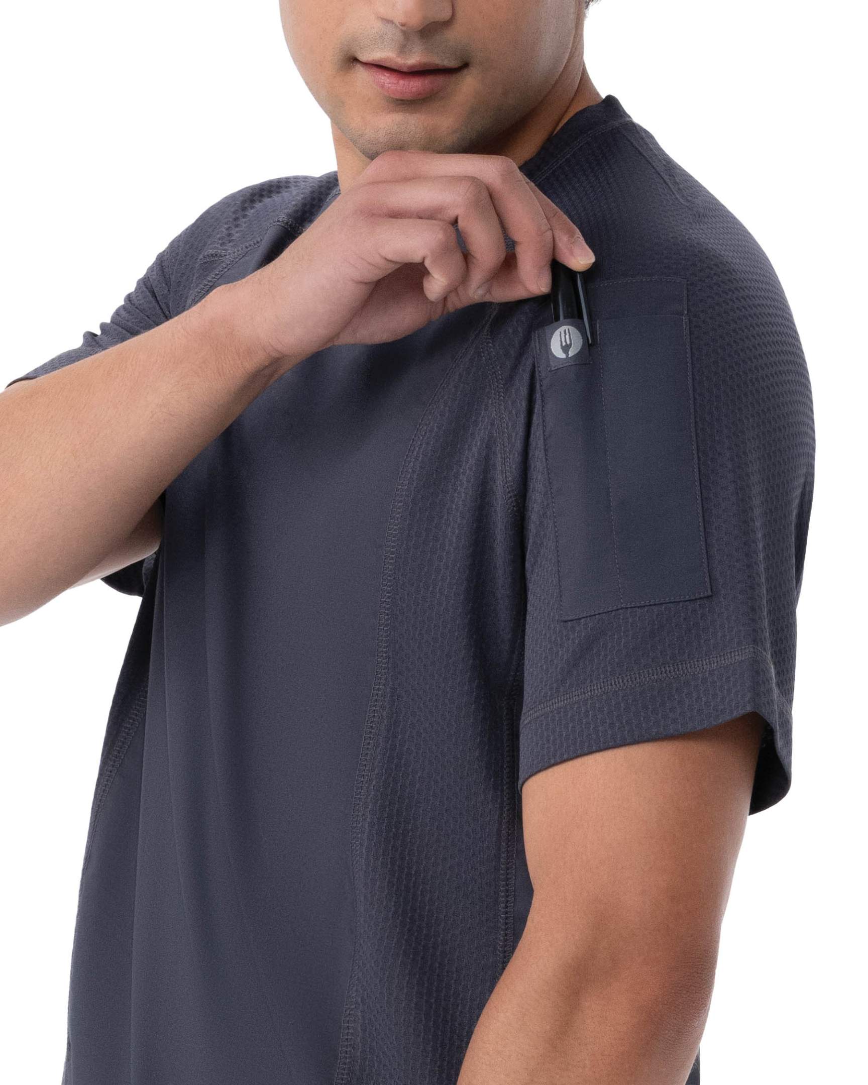 ユニセックス エリーズ チャコール クルーネック Tシャツ（半袖・メッシュ）