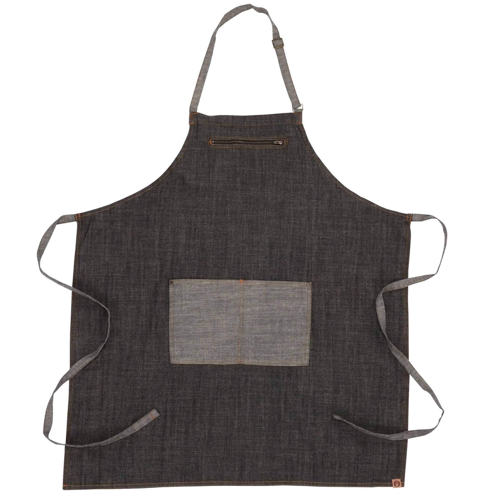 マンハッタン ブラック 軽量デニム レギュラー 胸当て エプロン