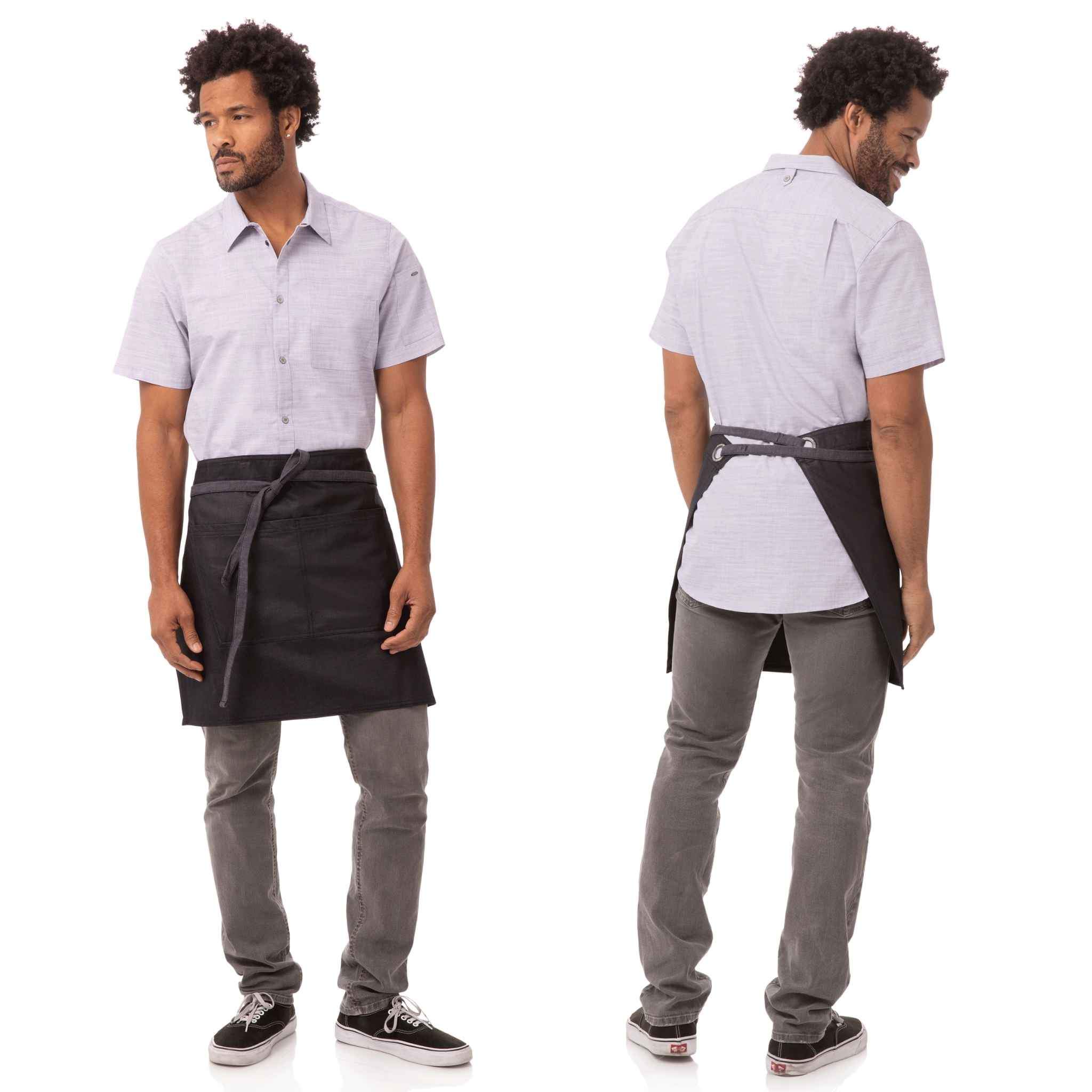 ボルダー ブラックパープル ワックスデニム ミドル サロン エプロン