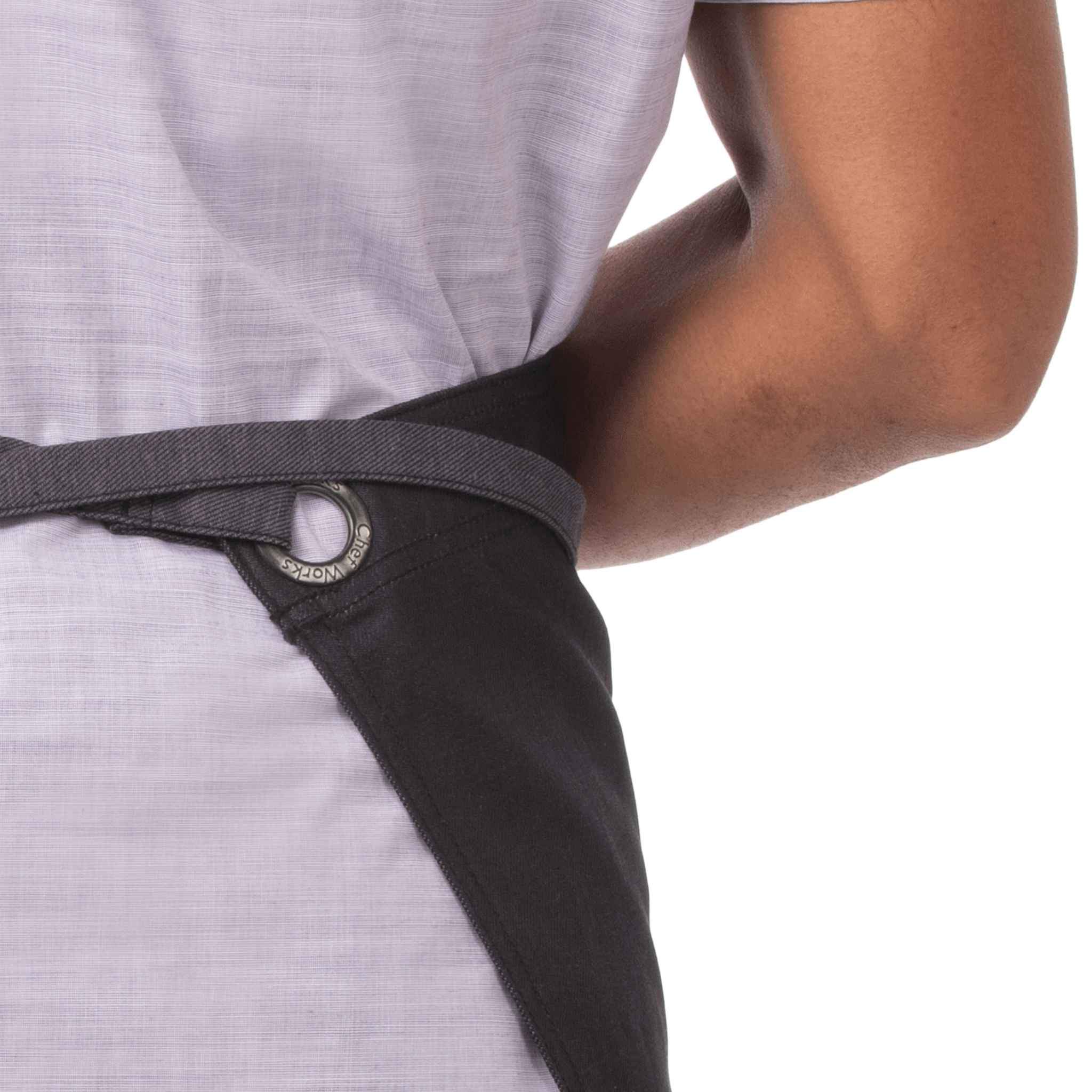 ボルダー ブラックパープル ワックスデニム ミドル サロン エプロン