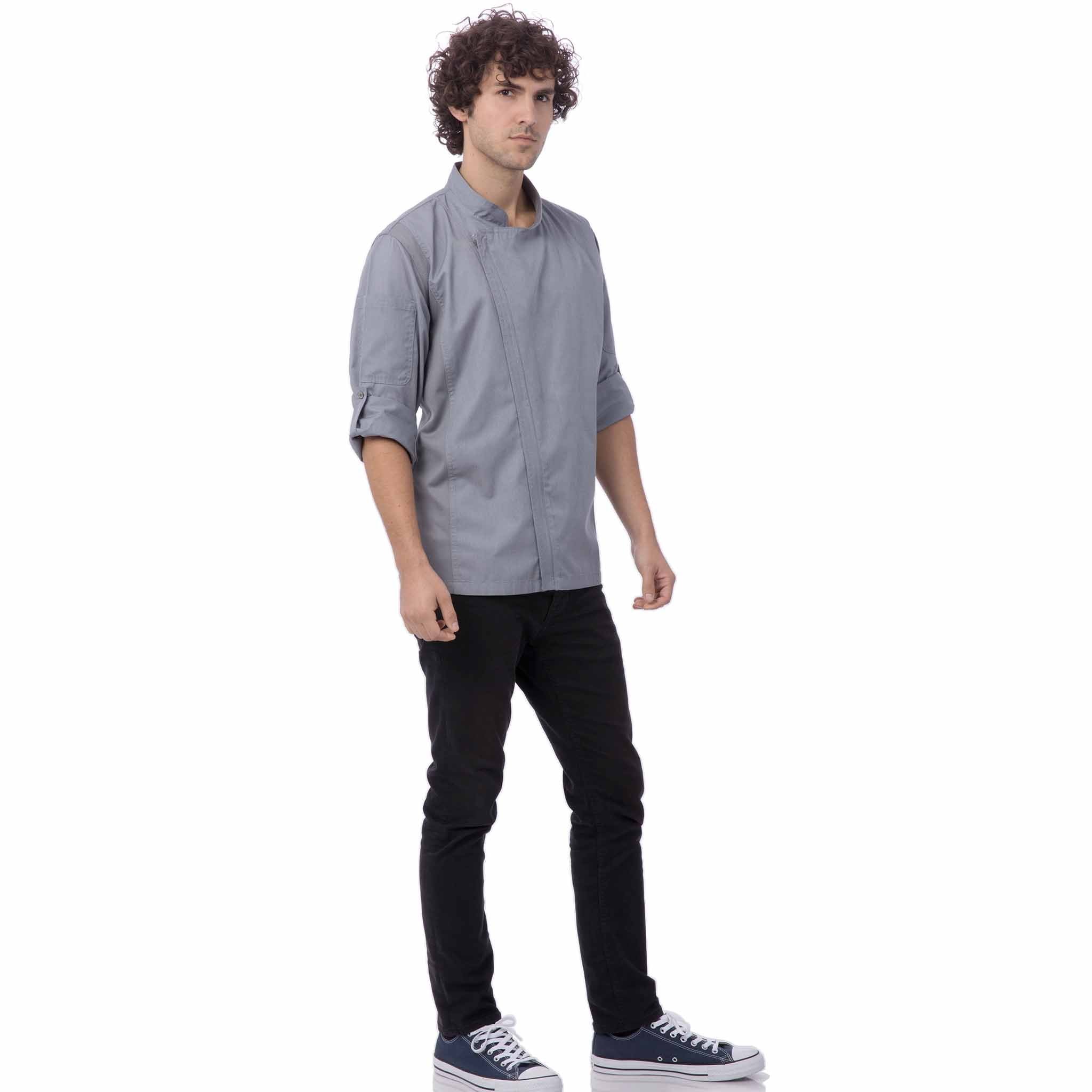 ハートフォード」グレー・ジッパーコックコート｜Chef Works