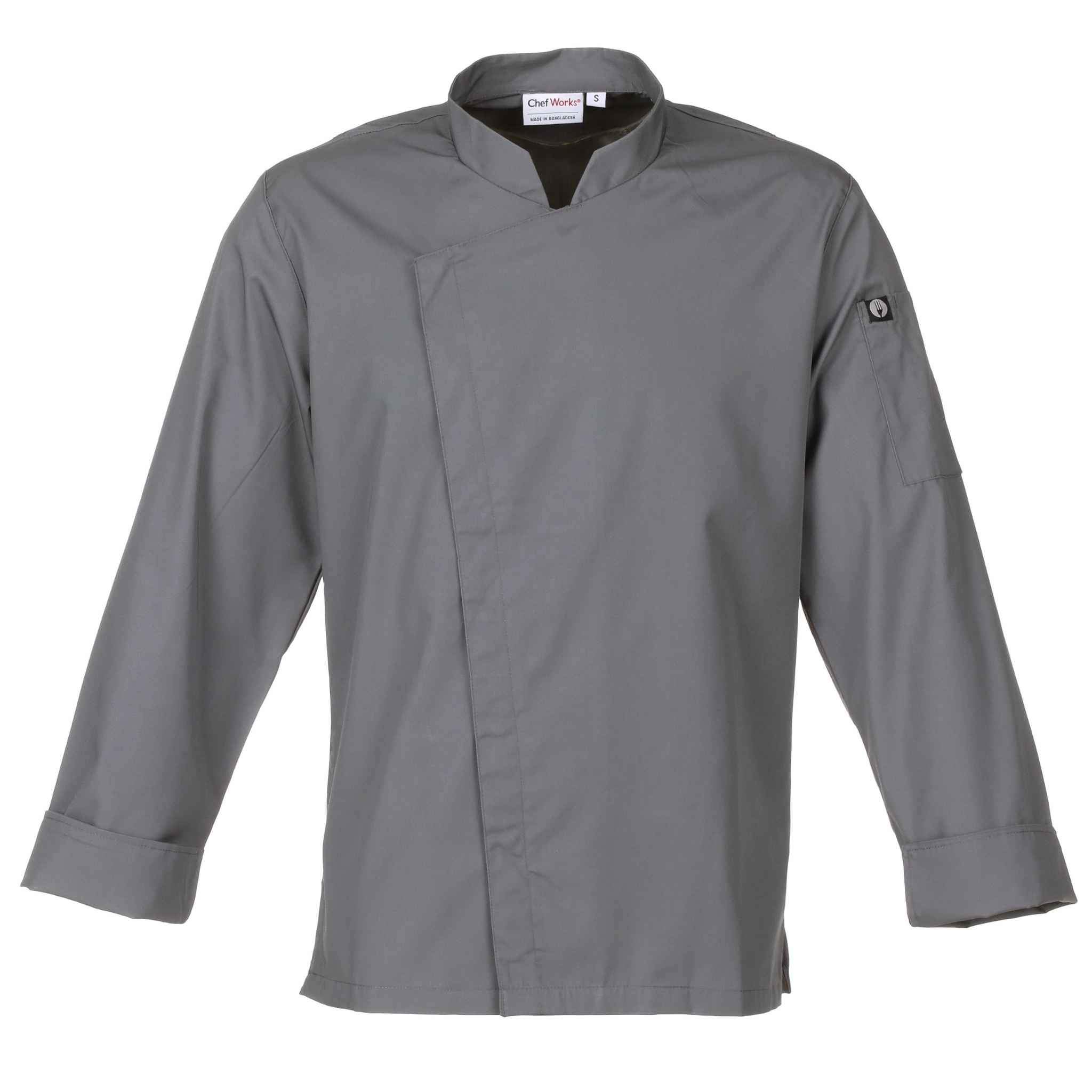 ランシング」グレー・スナップボタン式コックコート｜Chef Works