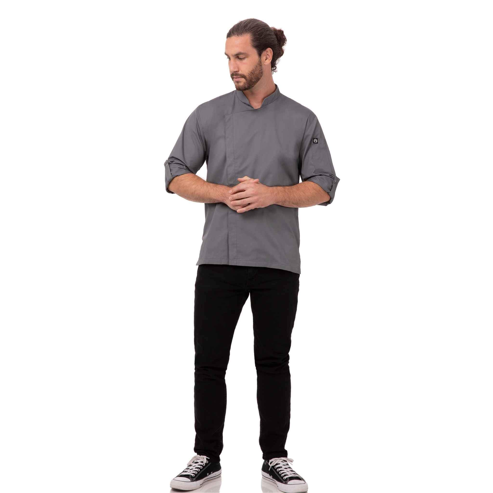 メンズ ランシング グレー 軽量 長袖 スナップボタン コックコート